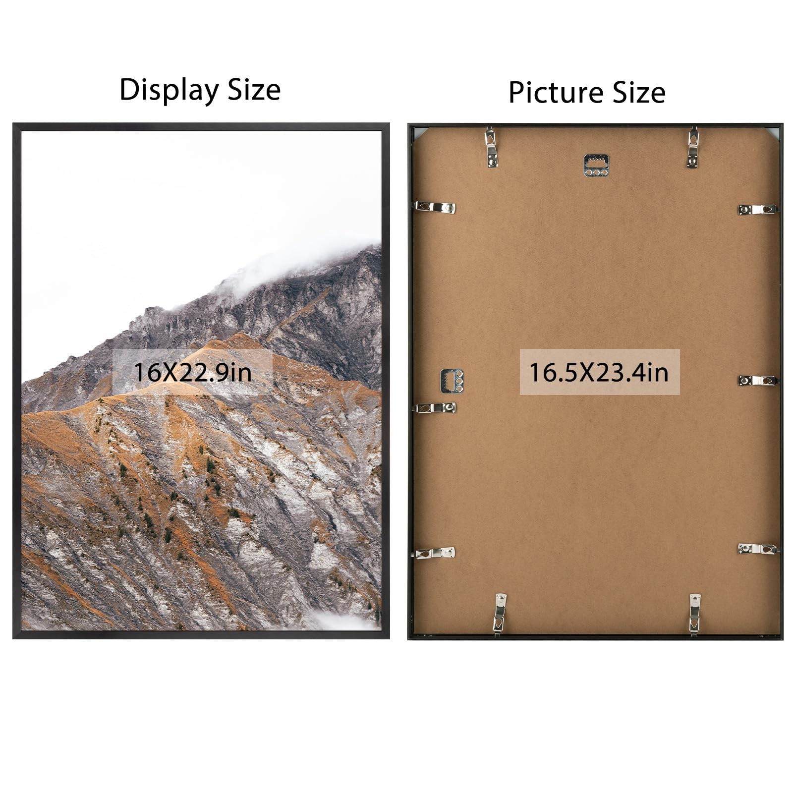 Frametory, A2 Aluminum Poster Frame, Acrylic 16.5×23.4 (A2) | set of 1, Black