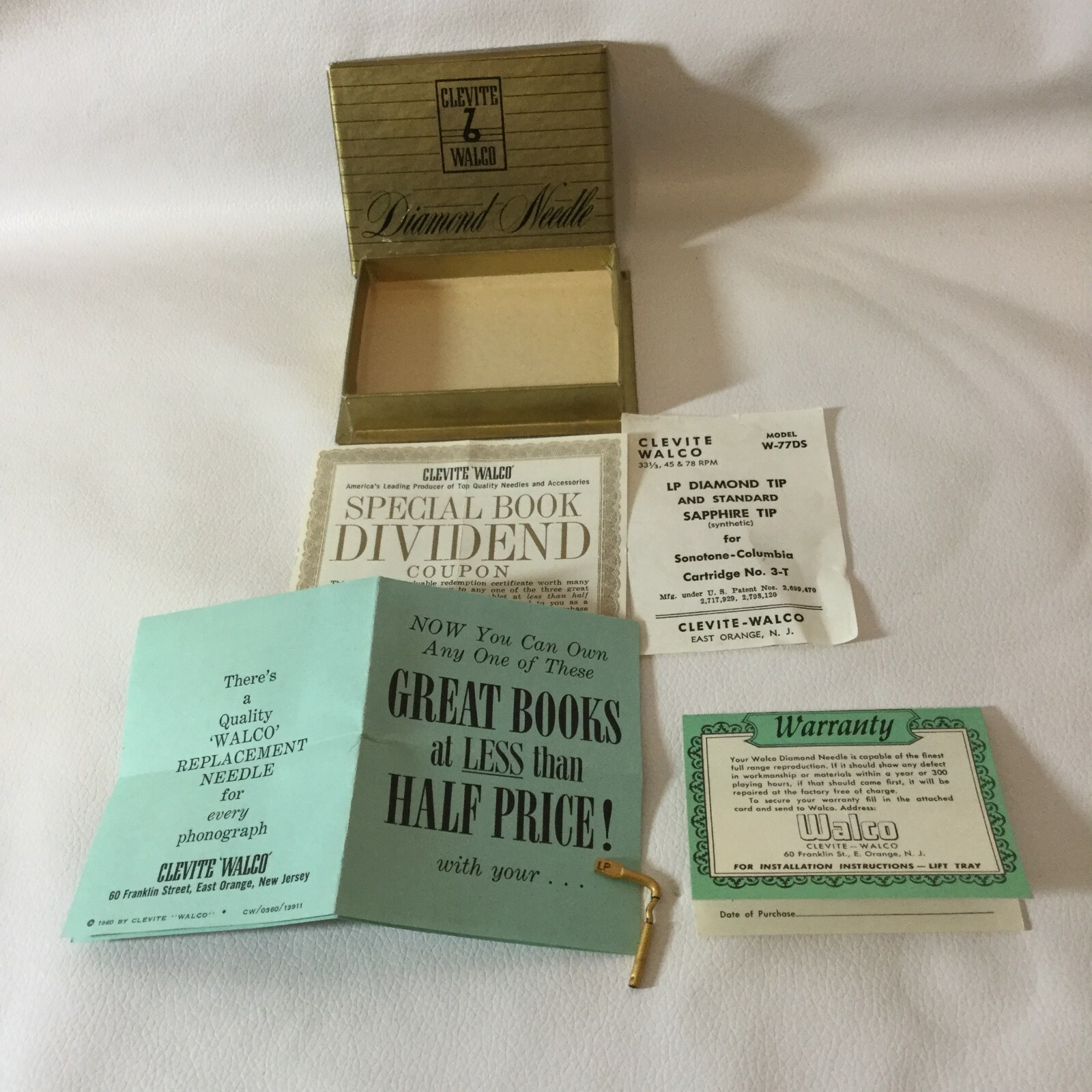 Clevite Walco 33 1/3, 45 & 78 RPM LP Diamond Tip and Standard Sapphire Tip