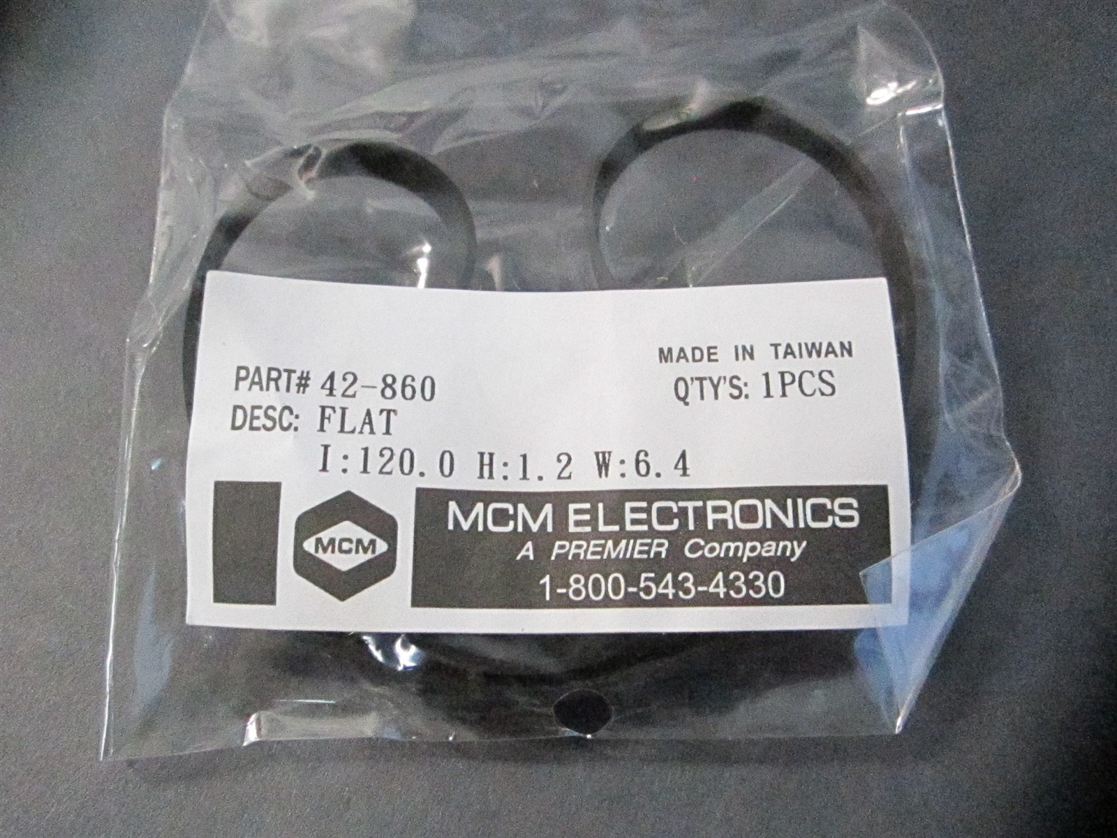 MCM Electronics 120 x 6.4 x 1.2mm Thick Black Flat Turntable Belt – Lot of 2