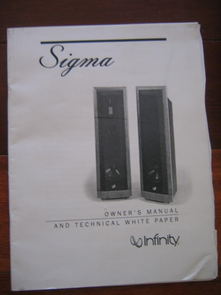 Infinity IRS Speaker Sigma Manual with White Paper ORIGINAL – English and French