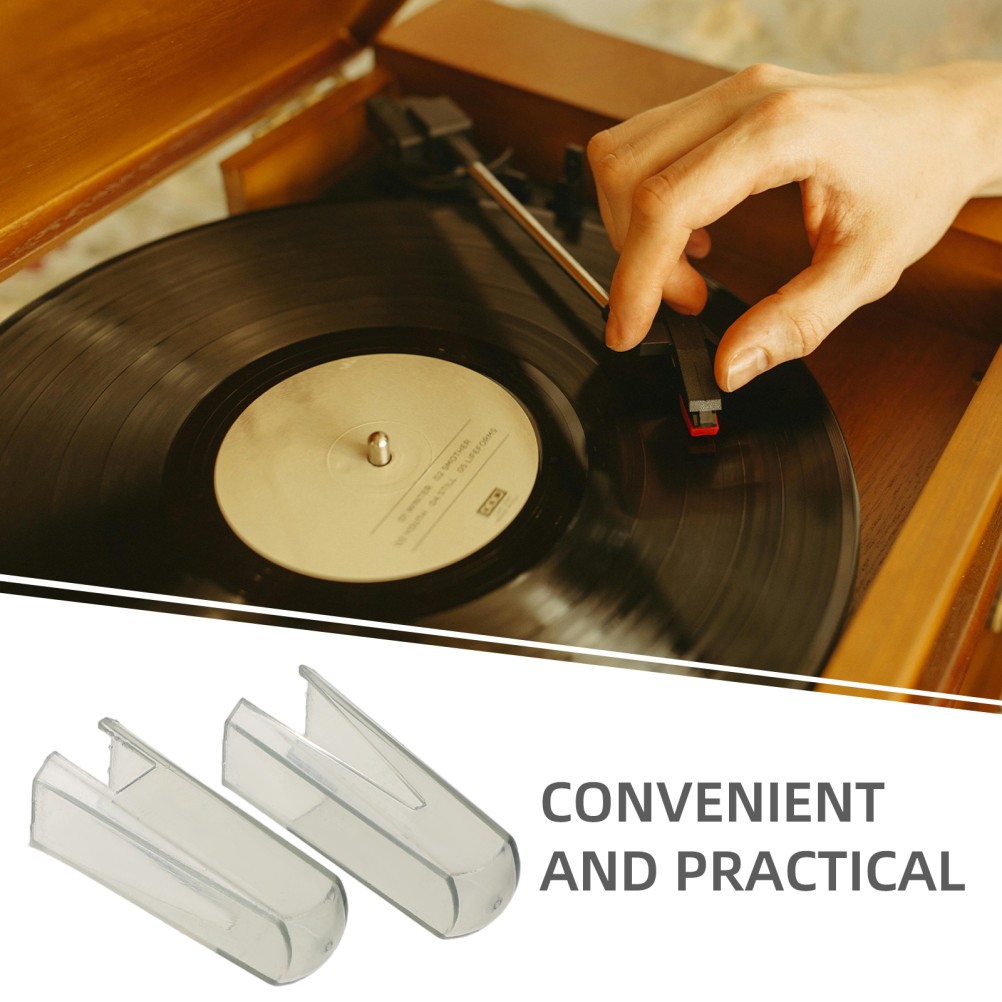 2Pcs Protective Stylus Sleeve for Turntable Needle with Transparent Dust Cover