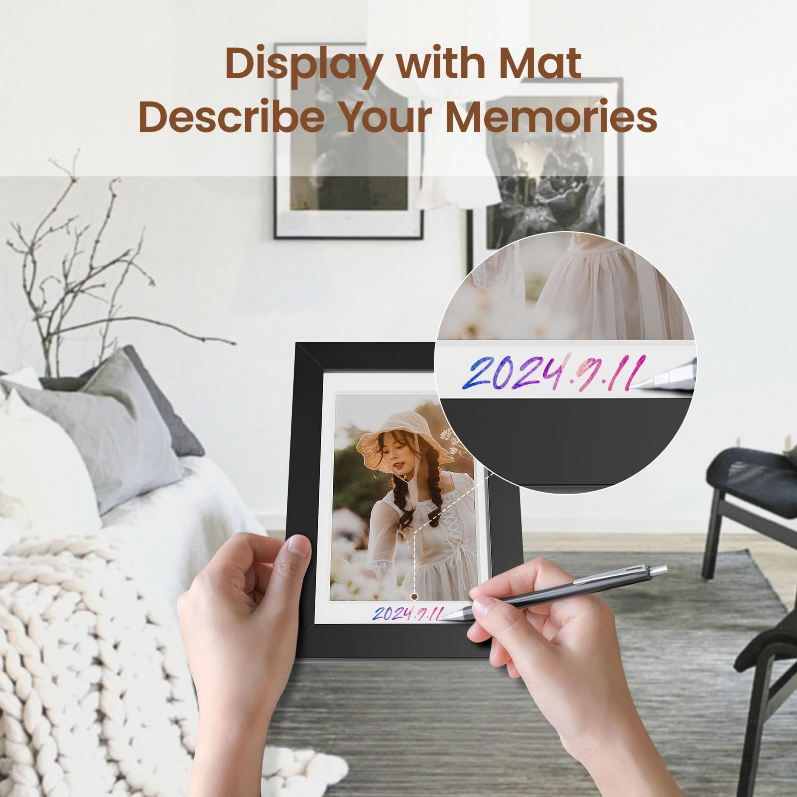 Heimlove 8×10 Picture Frames Set of PVC frame|8×10 mat to 5×7, 3 Pack(Black)