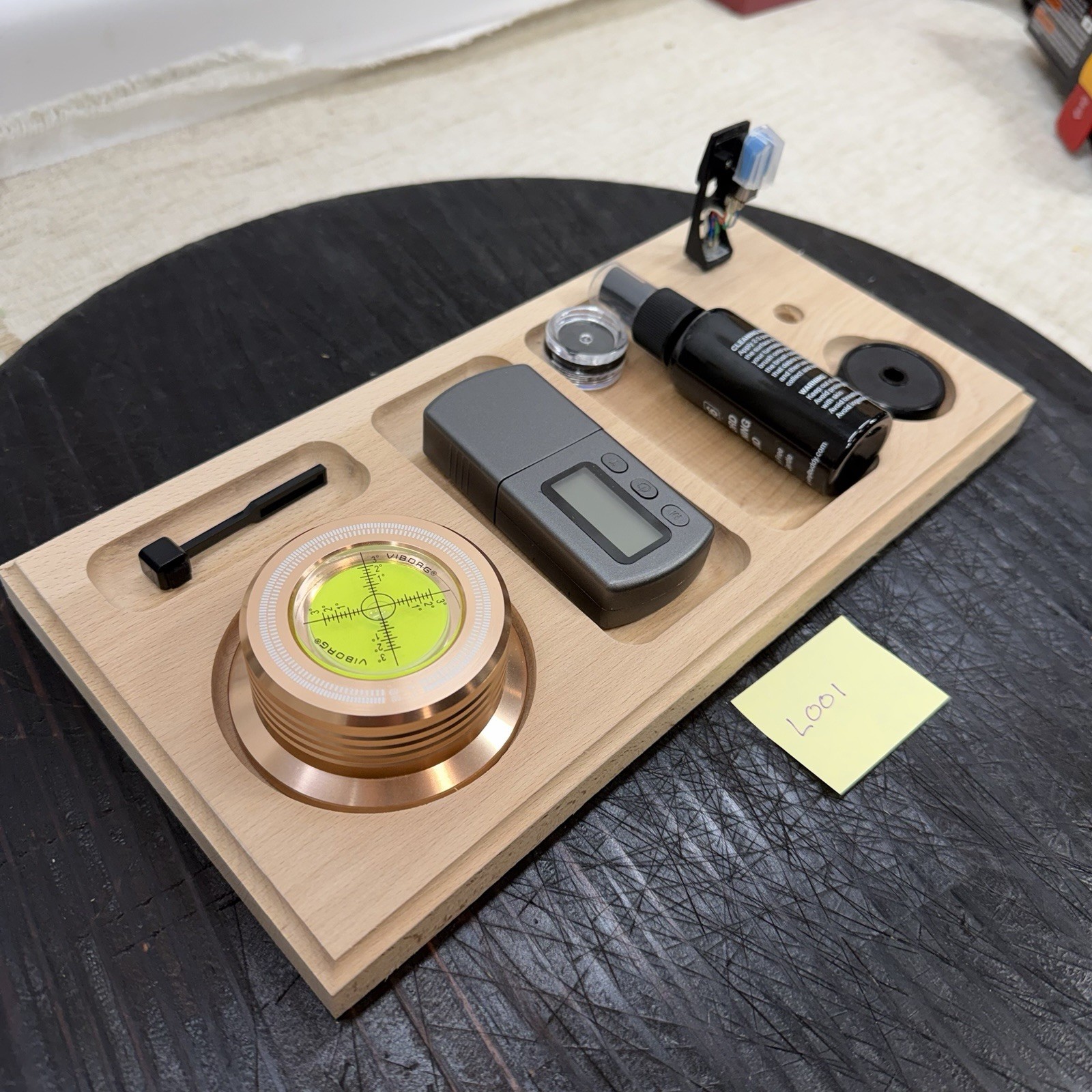 Turntable Accessory Tray W Headshell Stand Unique Wood Character Organizer Read