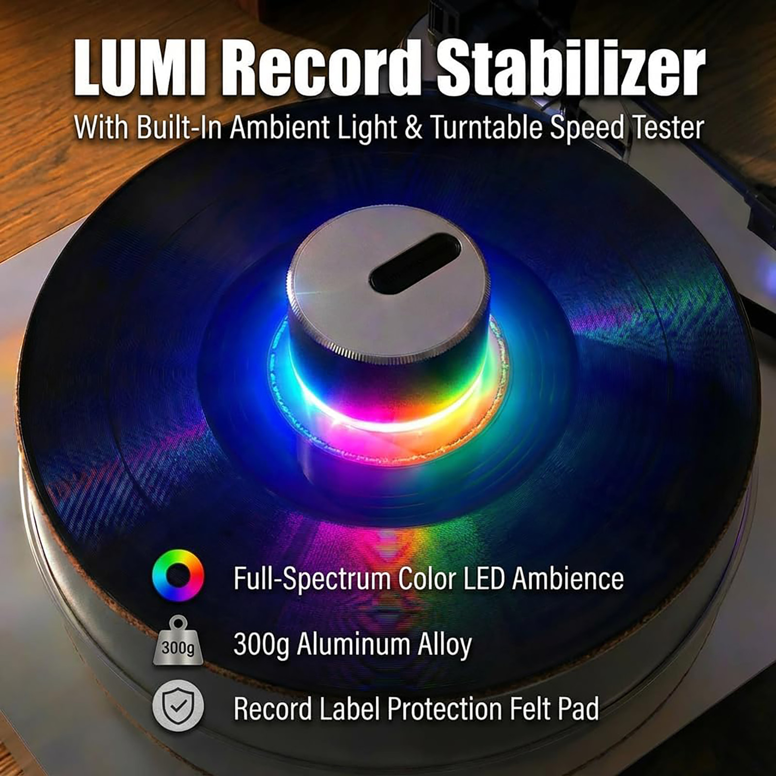 Aluminum Record Weight Disc Stabilizer Level for LP Vinyl Record Player Silver
