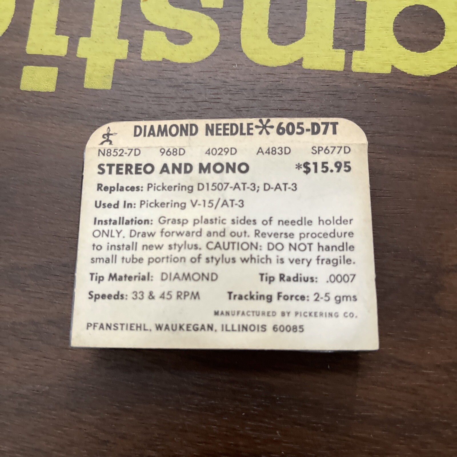 NOS PFANSTIEHL STYLUS 605-D7T