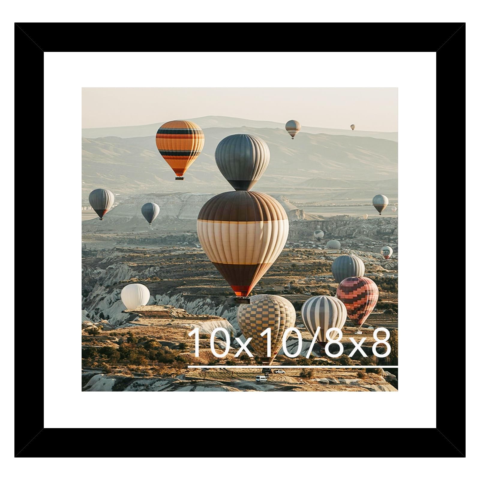 JCJMY 10×10 Picture Frame With Mat, Display 8×8 Mat or inch, Black