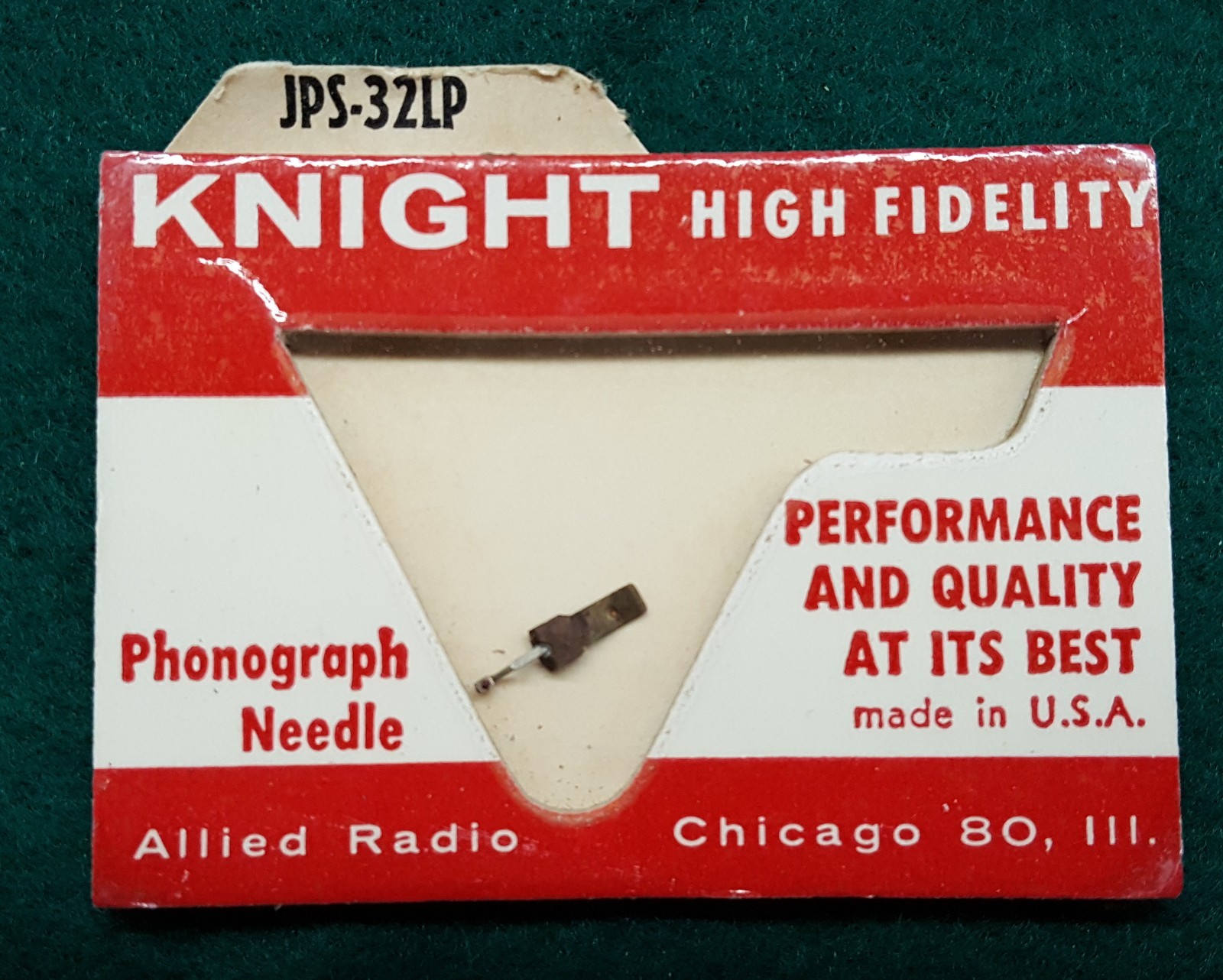 Jensen JPS-32LP Shure A-55MG Phonograph Needle 33/45RPM Sapphire Tip MADE IN US