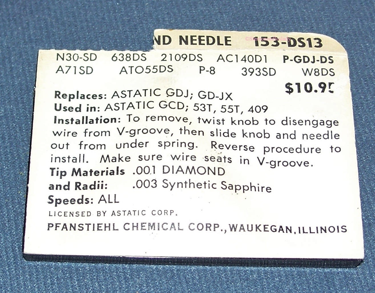 153-DS13 RECORD PLAYER NEEDLE TURNTABLE STYLUS for Astatic GDJ GD-JX GCD