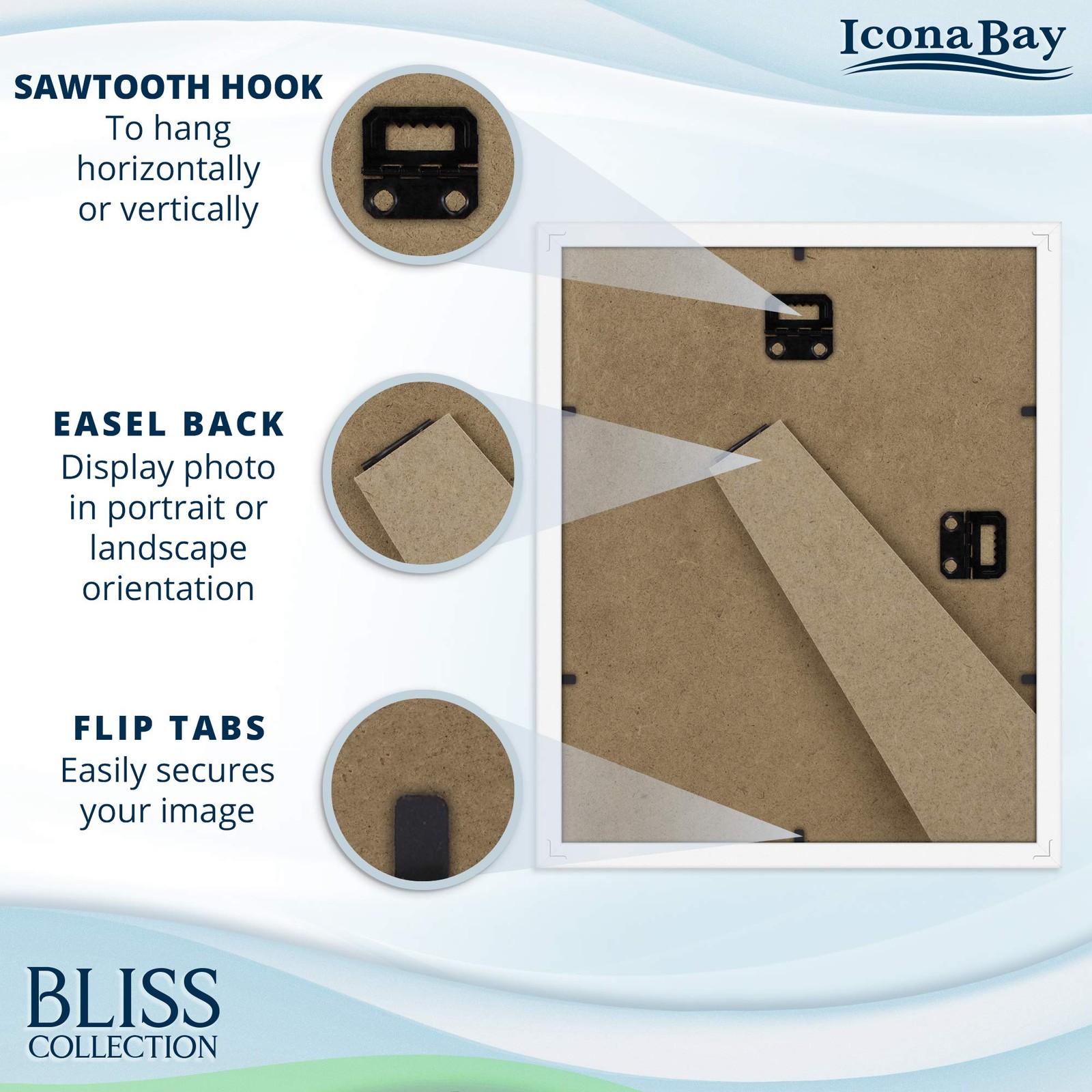 Icona Bay – 8×10 White Picture Frame with Removable mat to 5×7,