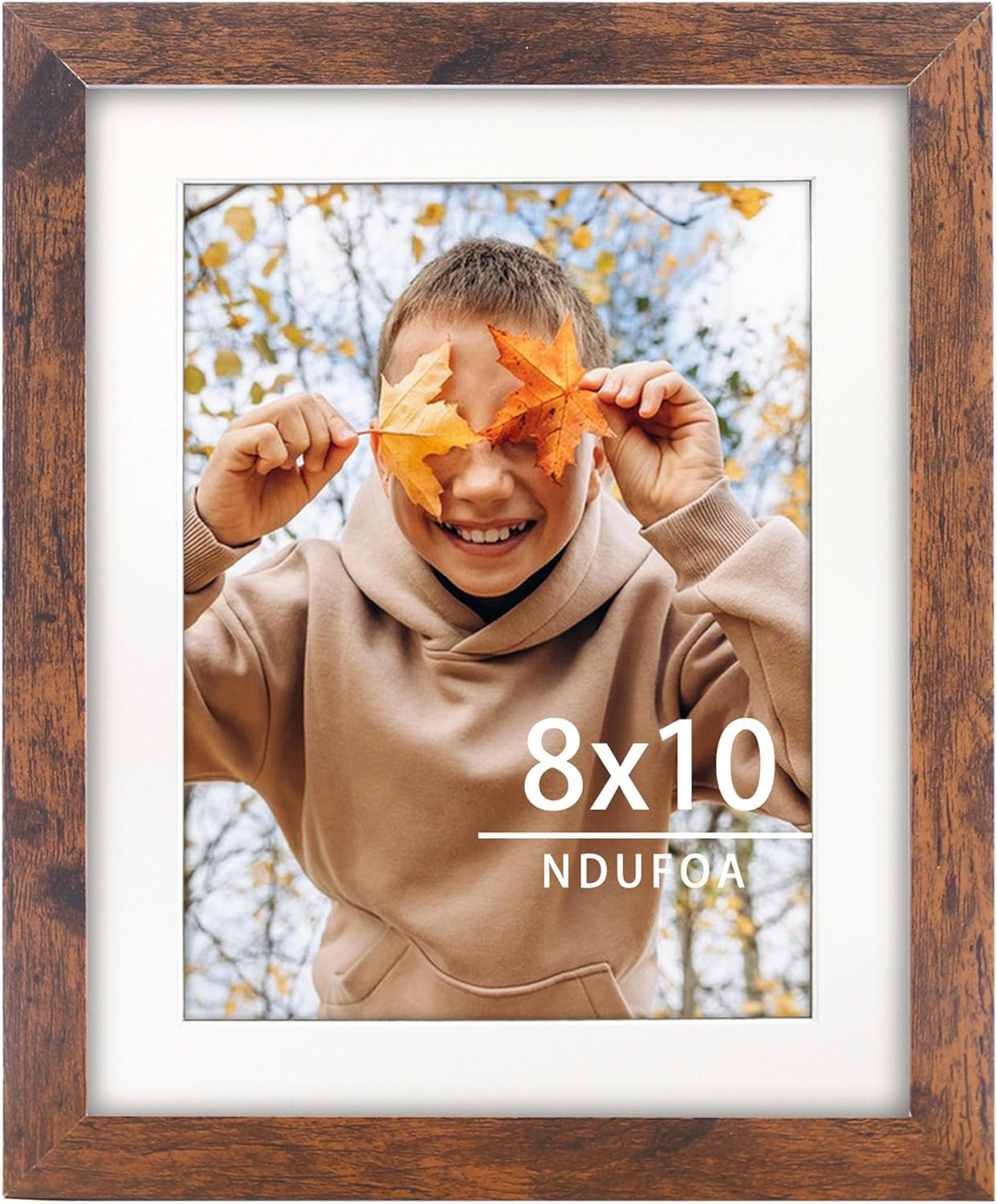 8×10 Picture Frame, Display Photos 6×8 with Mat or without 8×10, Brown
