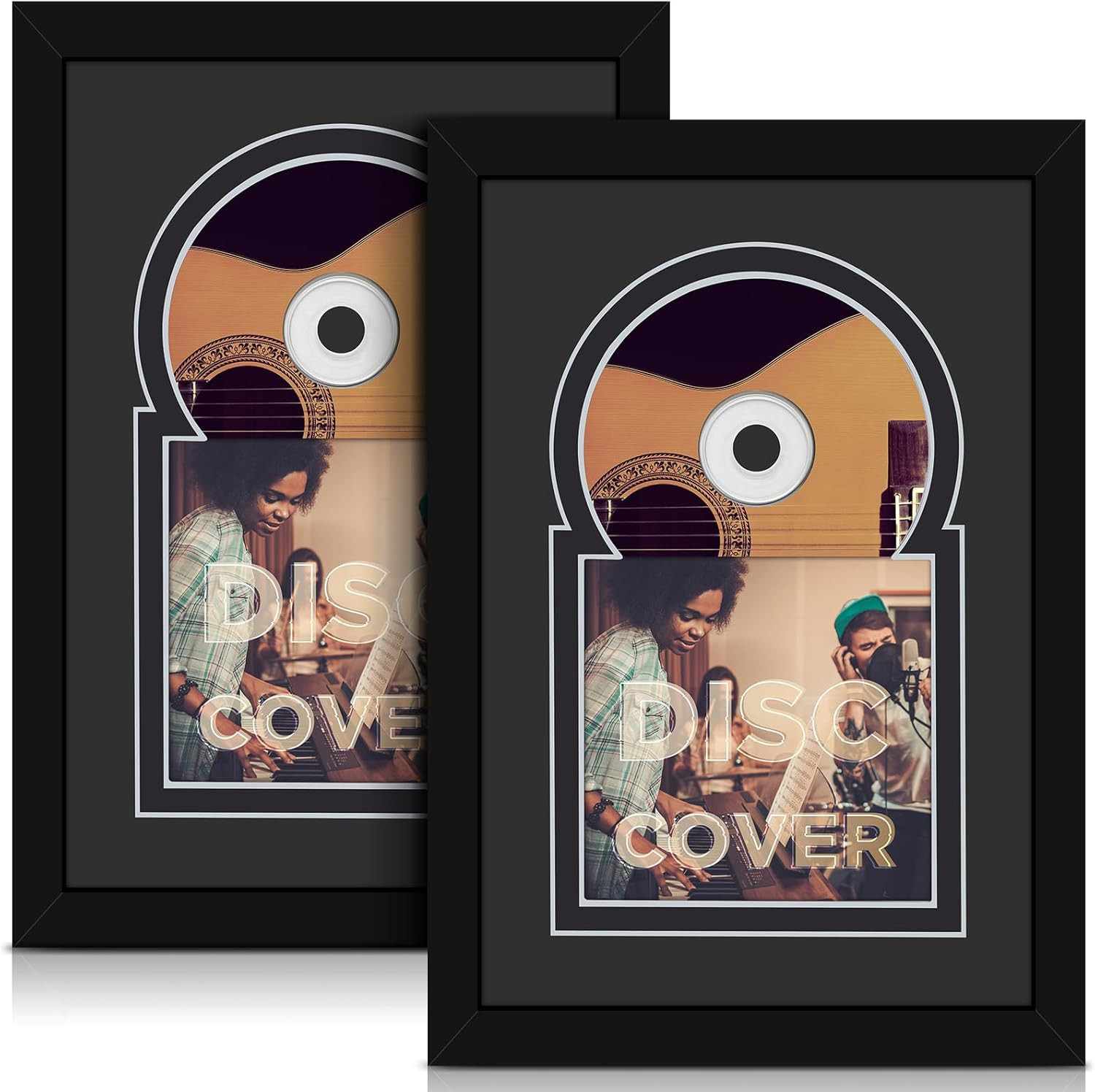 2 Pcs Cd Display Frame with Mats 12 x 8 Display Disc and Cd Box Double Groove Si