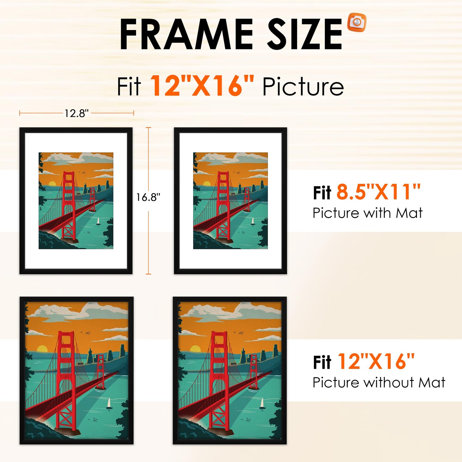 FIXSMITH 12×16 Picture Frame Set of 4, Photo with HD 12″×16″, Black