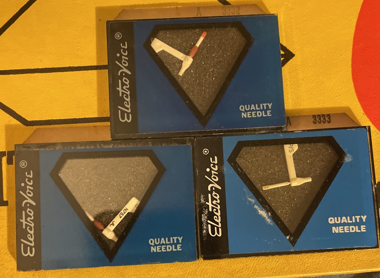 3 Each NOS EV 3333 ALL SPEED SAPPHIRE Styli for Electro-Voice & Other Turntables