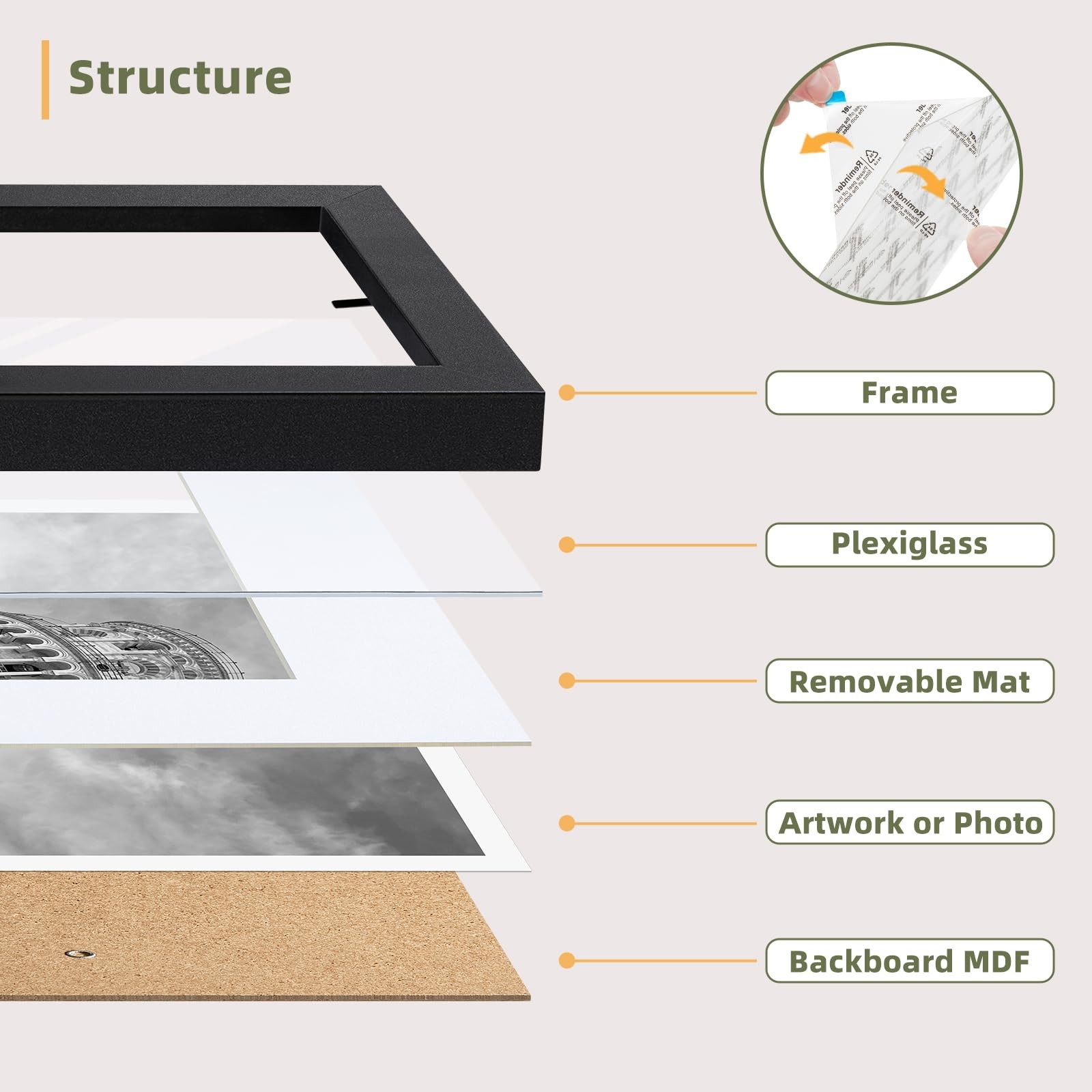 HappyHapi 4×6 Picture Frames Set of 10, Tabletop or Wall inch, Black