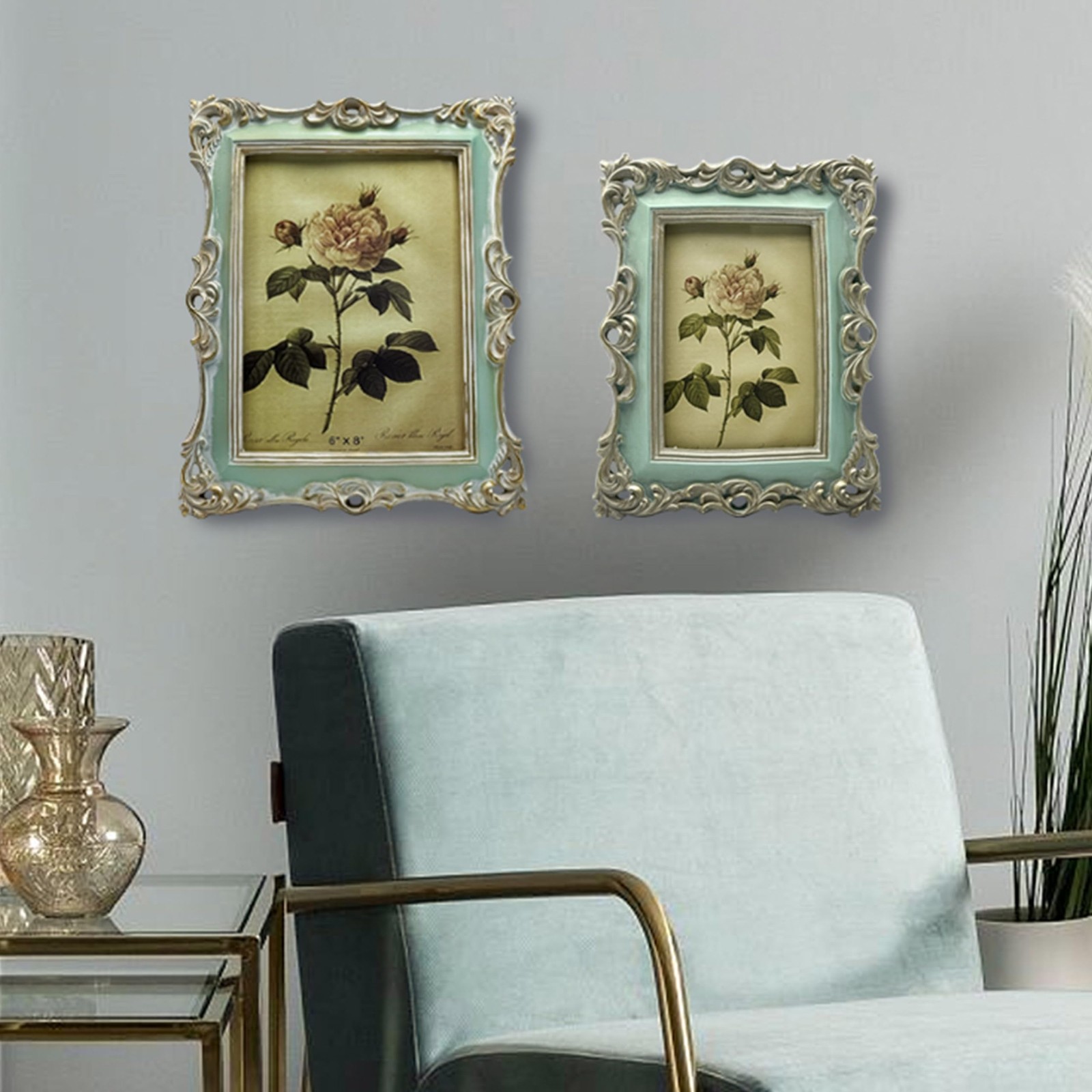 CISOO 6×8 Vintage Picture Frame Antique Ornate Green Photo Frame, 6×8,