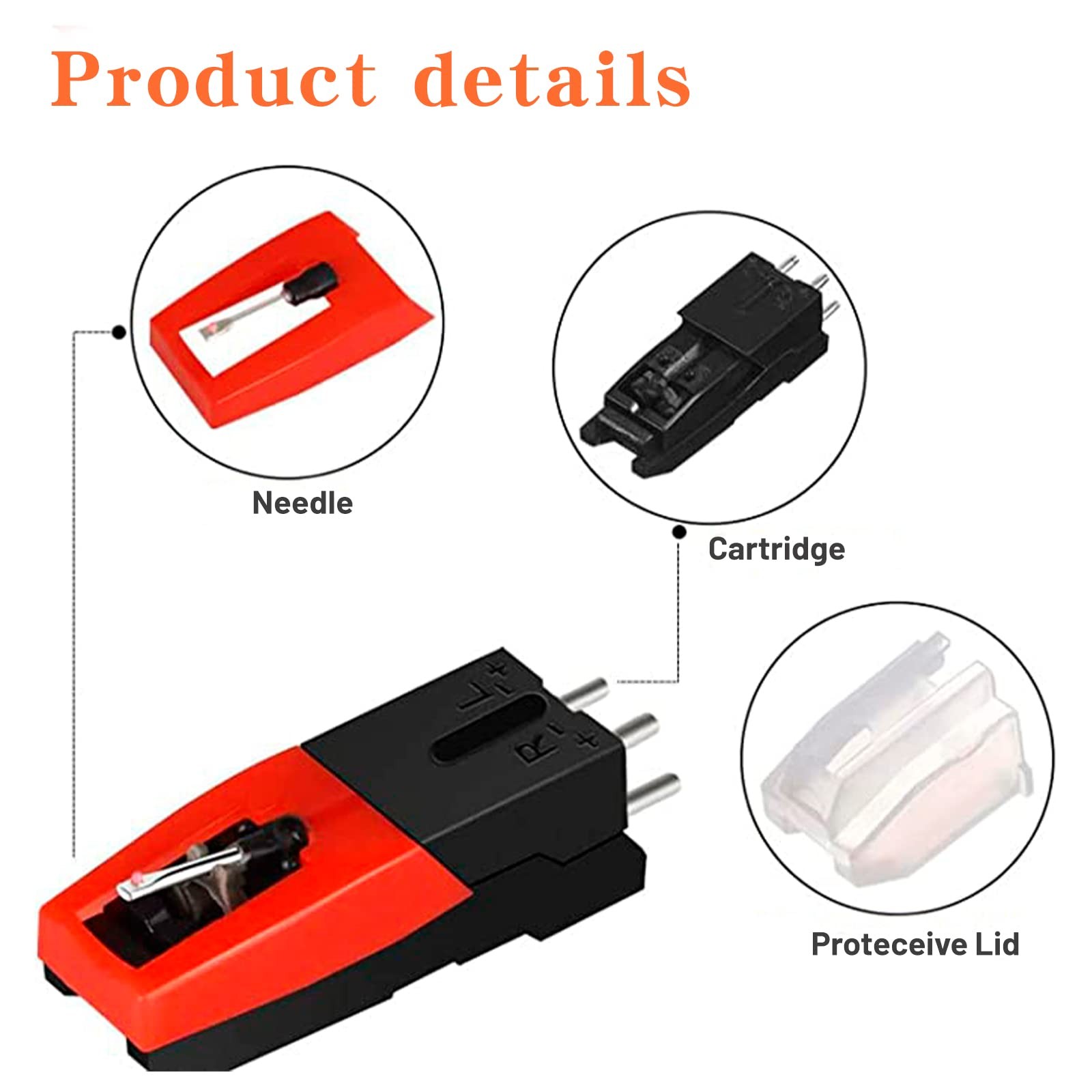 Record Player Cartridge & 4 Diamond Stylus Needles for Crosley, ION, LP
