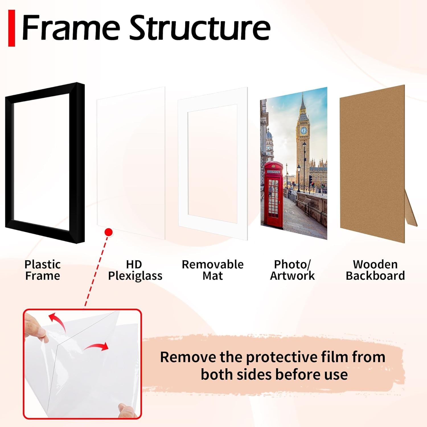 HOMERHYME 8×10 Picture Frame Set of 8, Black Photo Frames 8″x 10″, Black*8