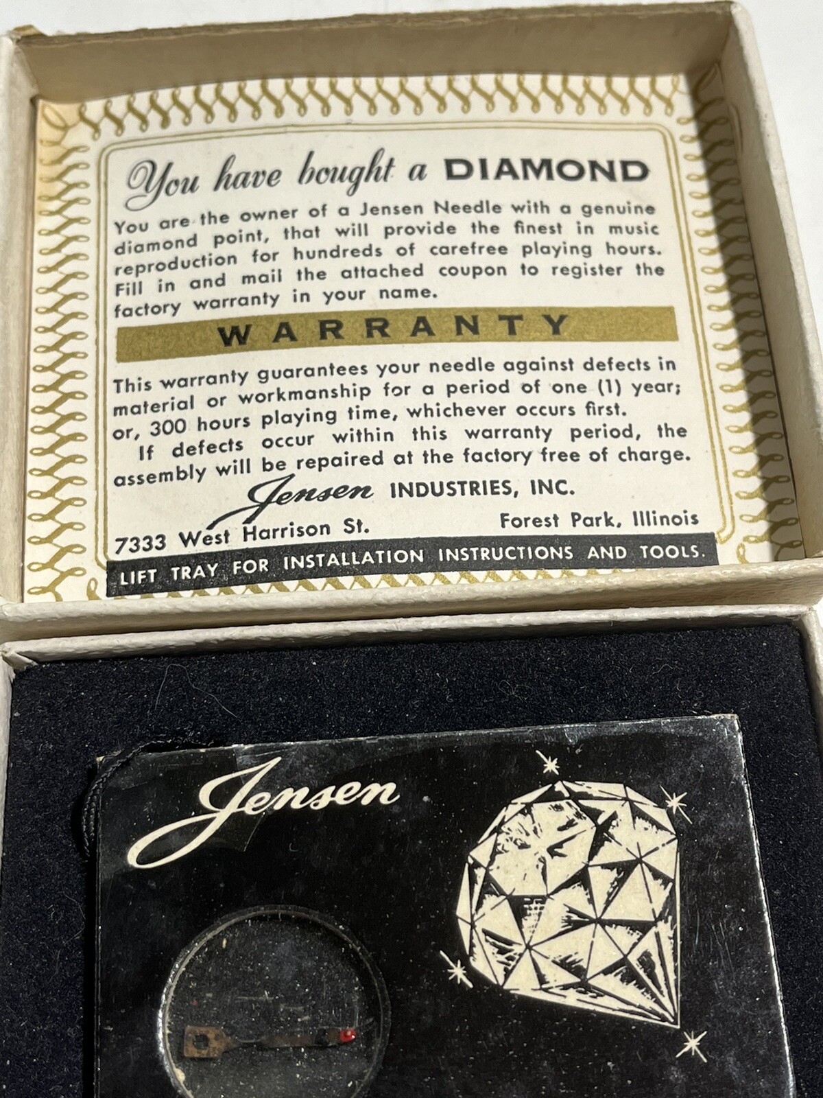 Vintage Phonograph Record Player JENSEN DIAMOND NEEDLE Jewel Tip Stylus CR55LPD
