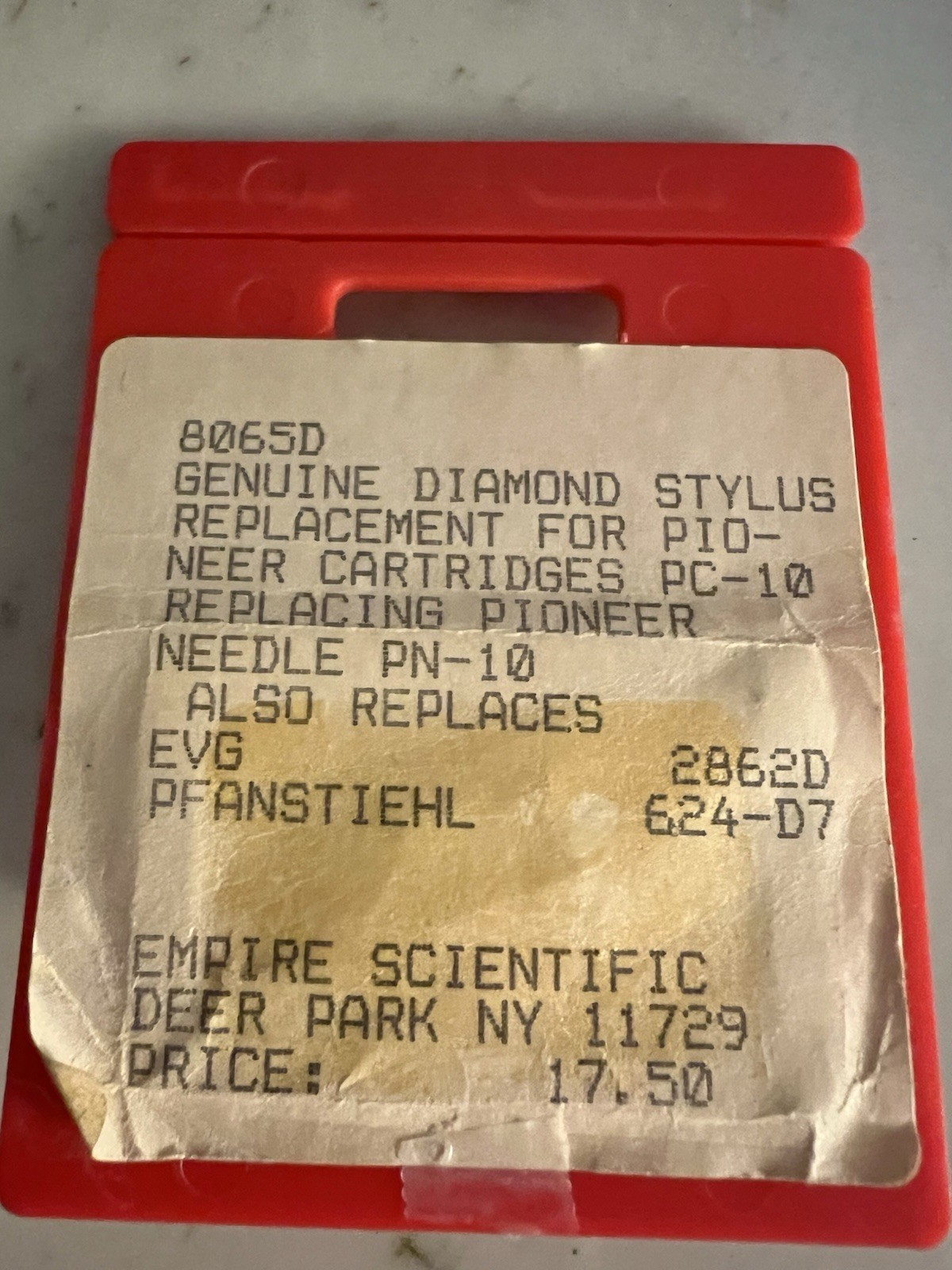 EMPIRE 8065D REPLACEMENT STYLUS PIONEER PN-10/EVG-2862D-PFANSTIEHL 624-D7 NOS