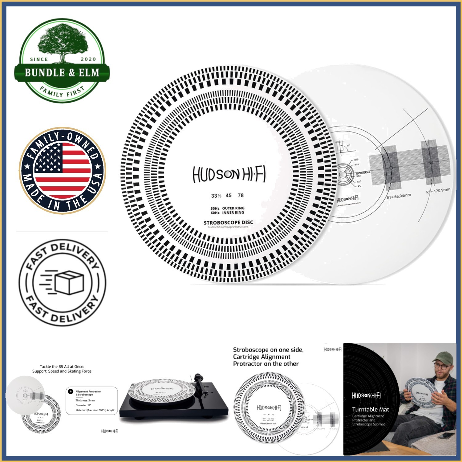 Turntable Strobe Disc Mat for Accurate Speed Testing – Double Sided Protractor
