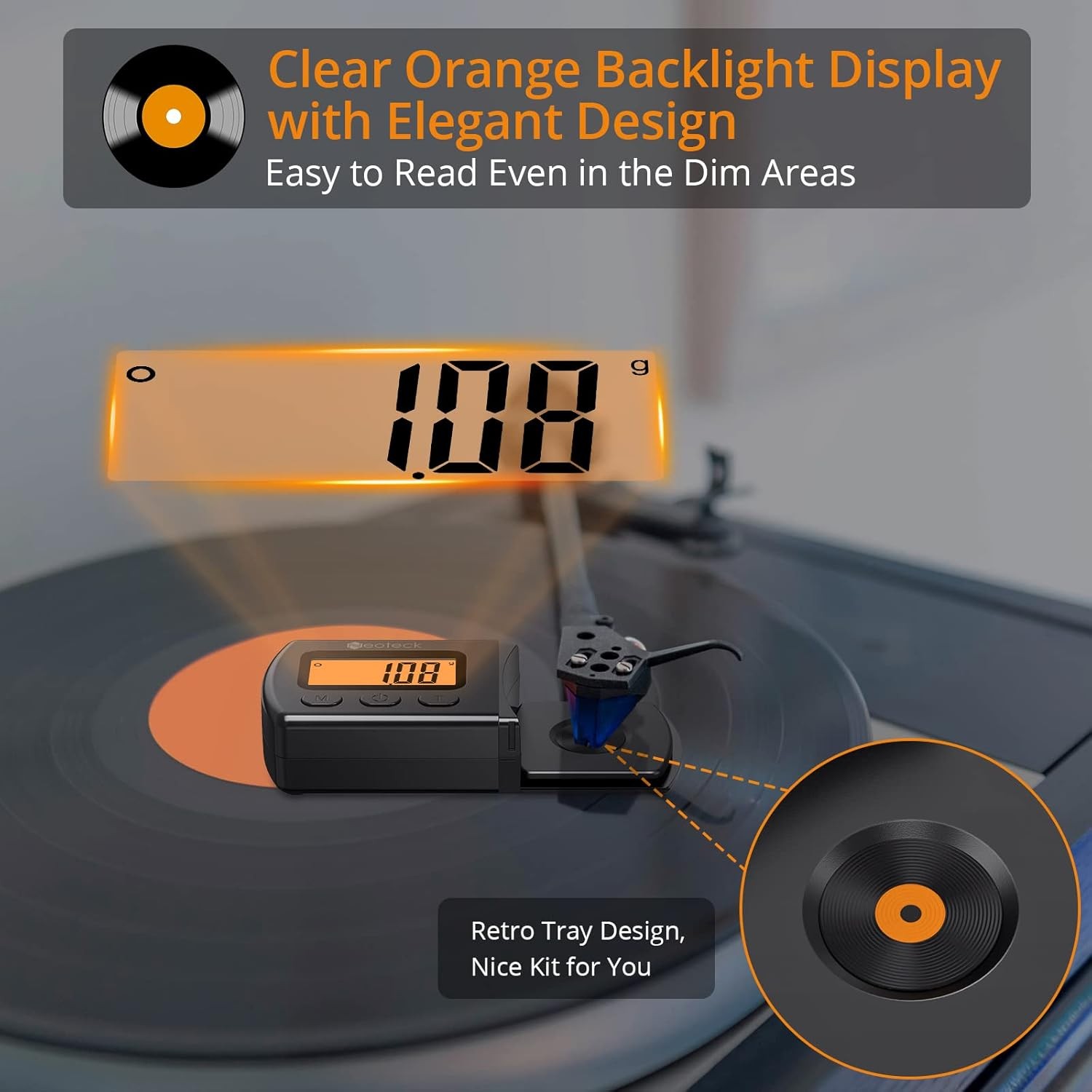 Digital Turntable Stylus Force Scale Gauge 0.01G/5.00G LCD Backlight Display