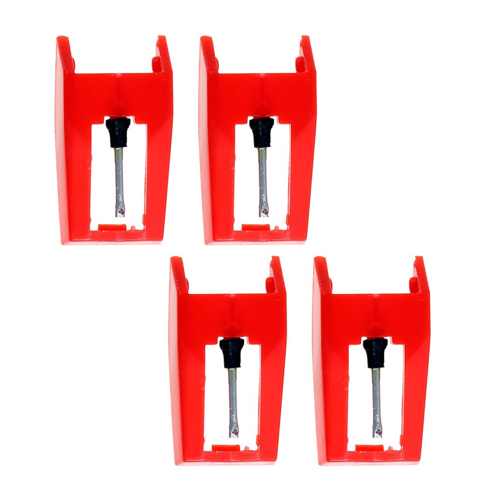 4Pcs Durable Plastic and Aluminum Stylus Needles for Record Player Red