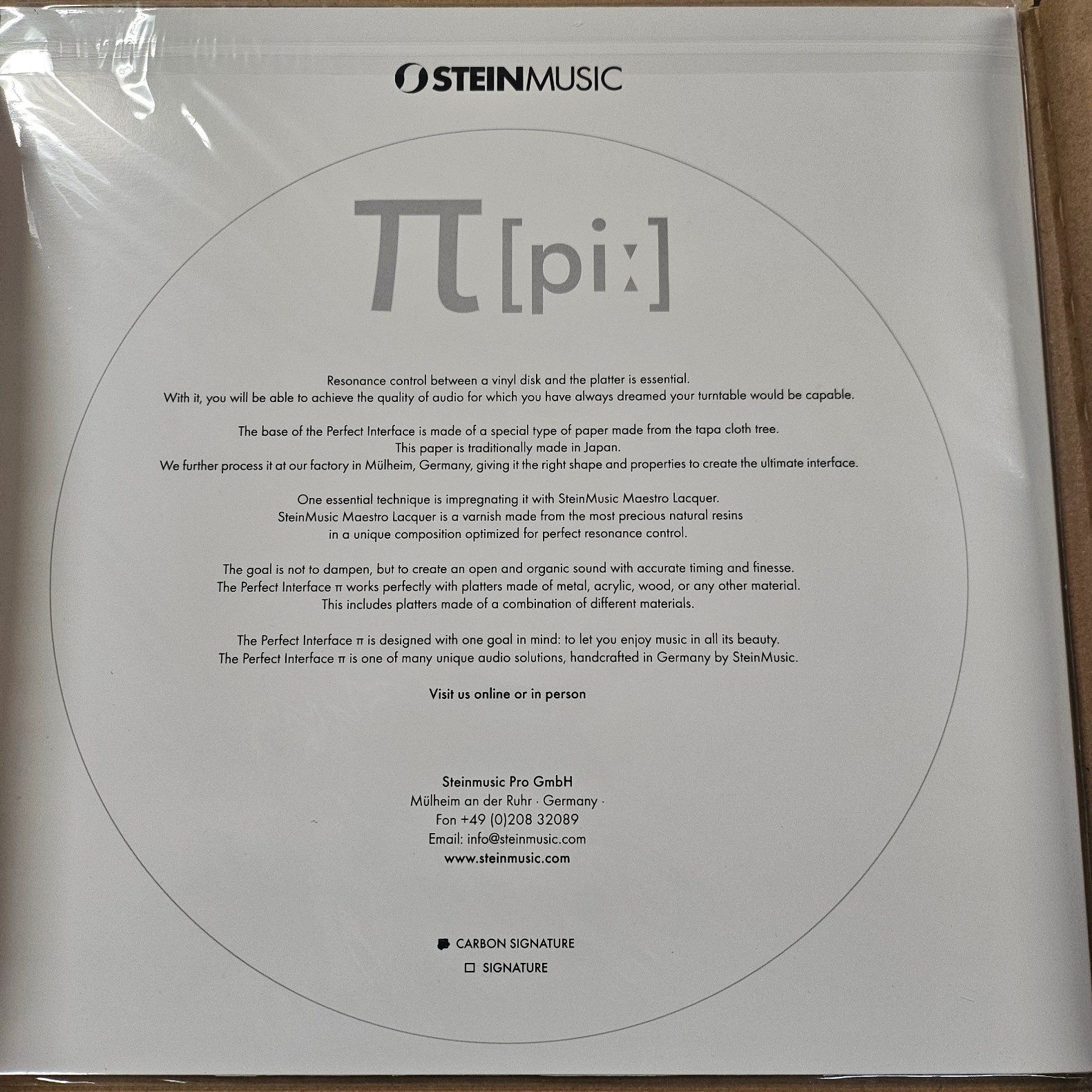Stein Music Perfect Interface Basic + Signature + Carbon Signature Turntable Mat