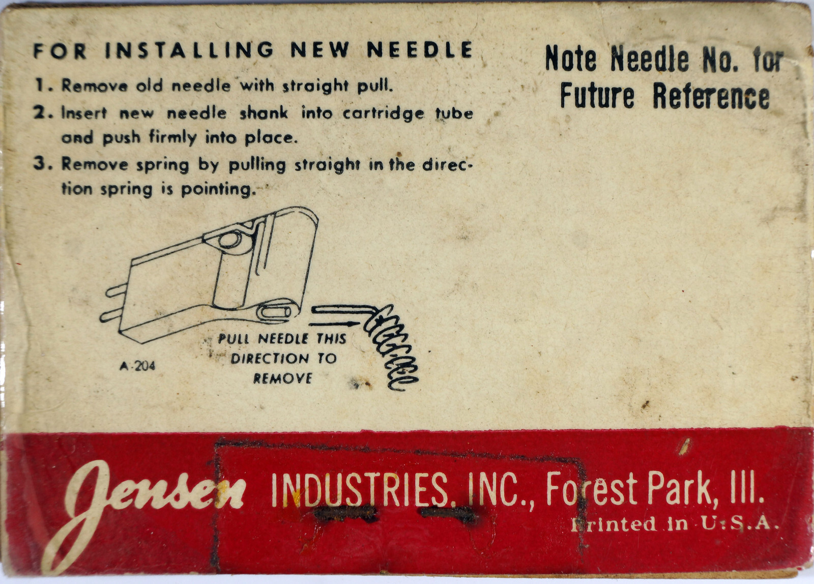 NOS Vintage Jensen E-95LP Needle for Electro Voice 0-1 O-1 33 1/3 45 RPM