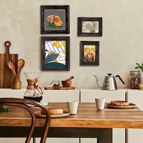 8×8 Wooden Picture Frames, Rustic Square Photo Frame Made 8 x 8 inch, Black