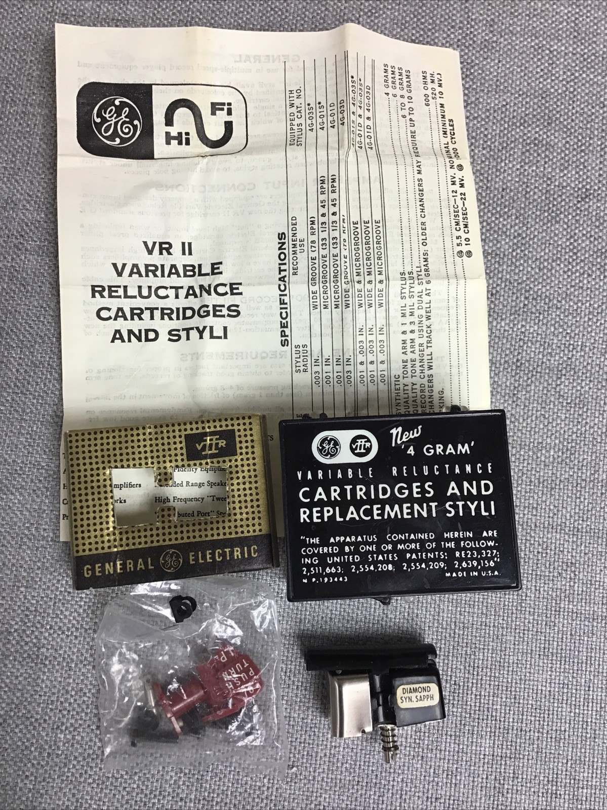 Vintage GE General Electric VR II variable reluctance cartridge 4G-052