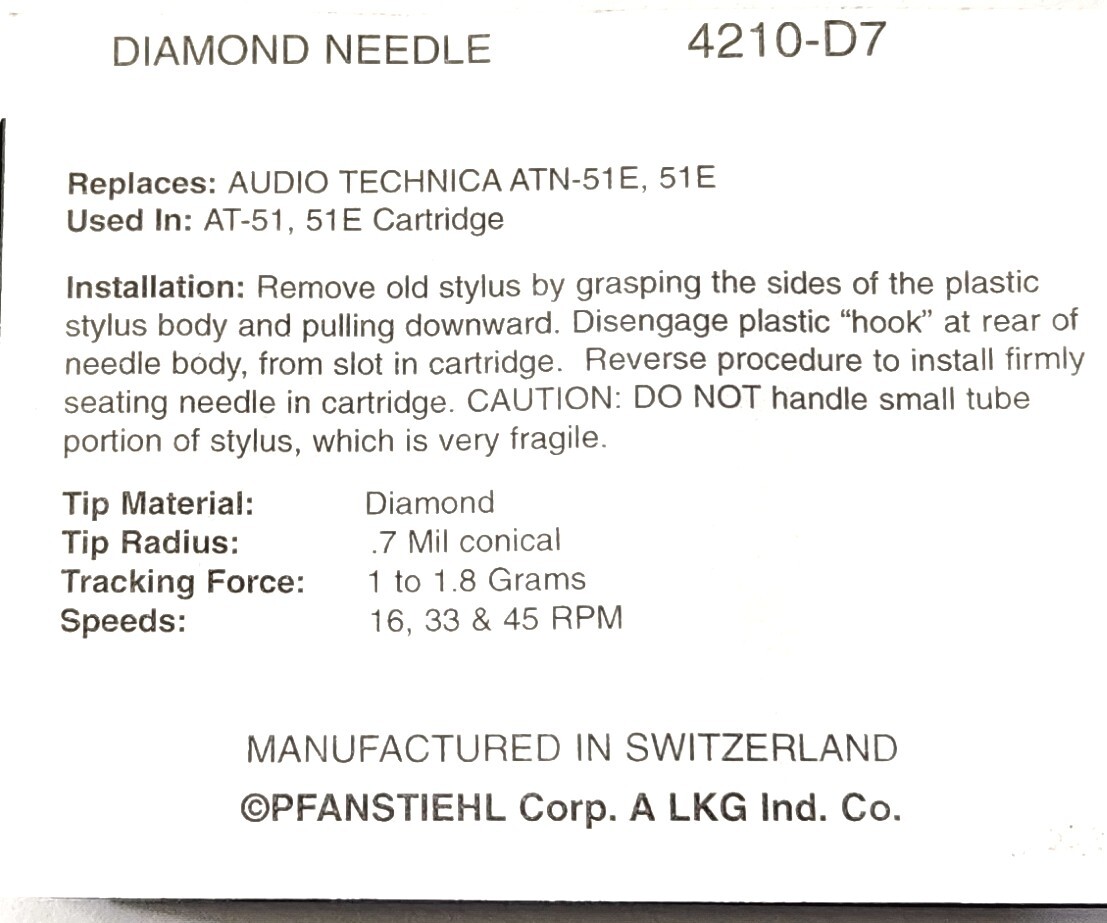 Phonograph Needle For Garrard GS-22E Marantz TT-553 X9 Sanyo ST-51D Sony ND-144G