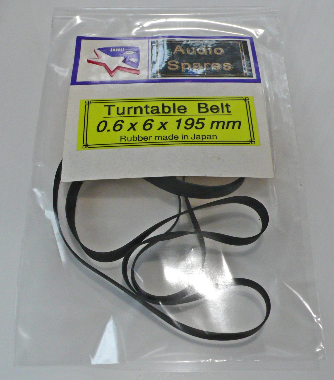 Turntable Belt : Diameter A = 195 mm x Thickness B = 0.6 mm x Width C = 6 mm