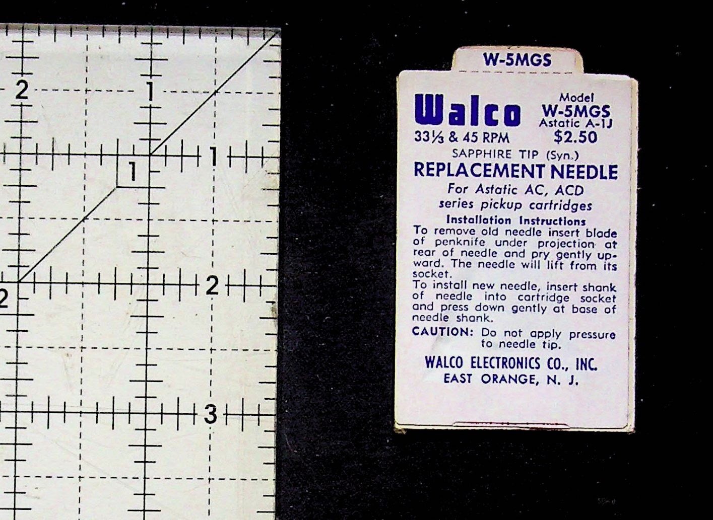 Walco Replacement Needle for Record Player Astatic AC ACD Sapphire NOS
