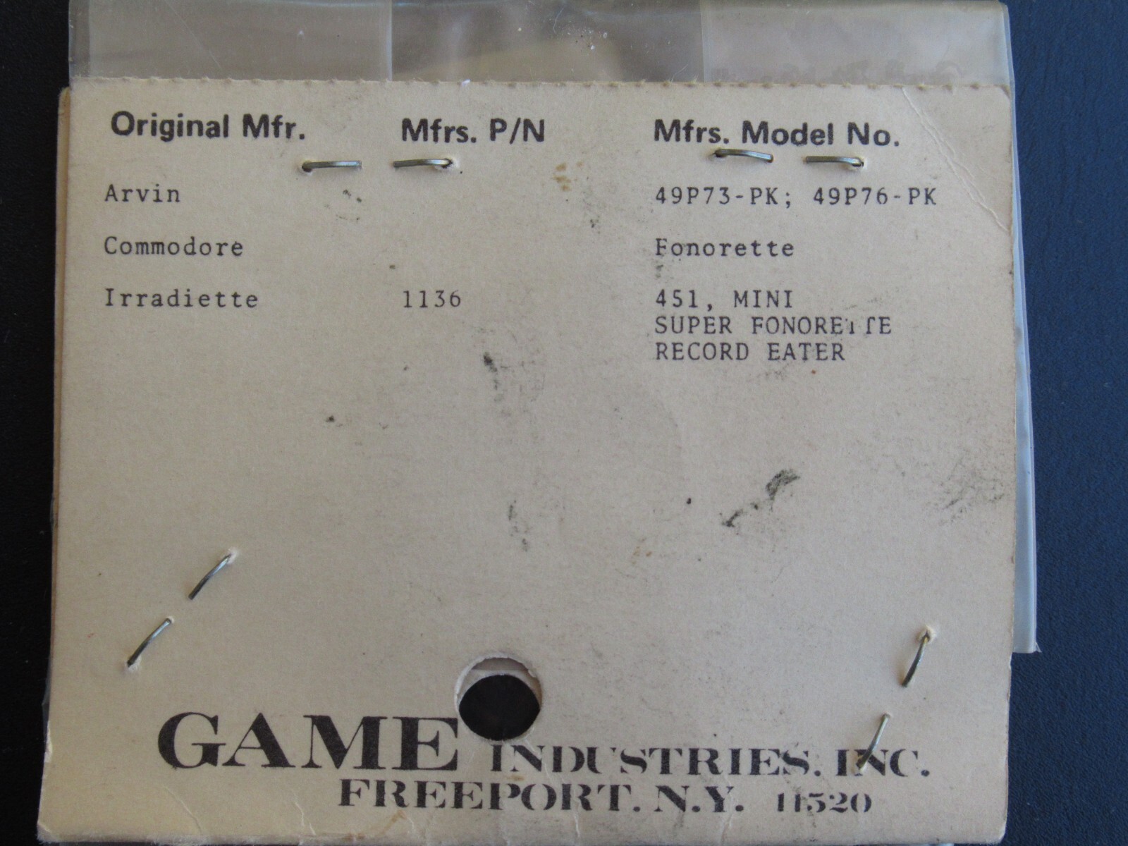 Game Industries Inc. 1499-55 Idler Wheel (O FB)