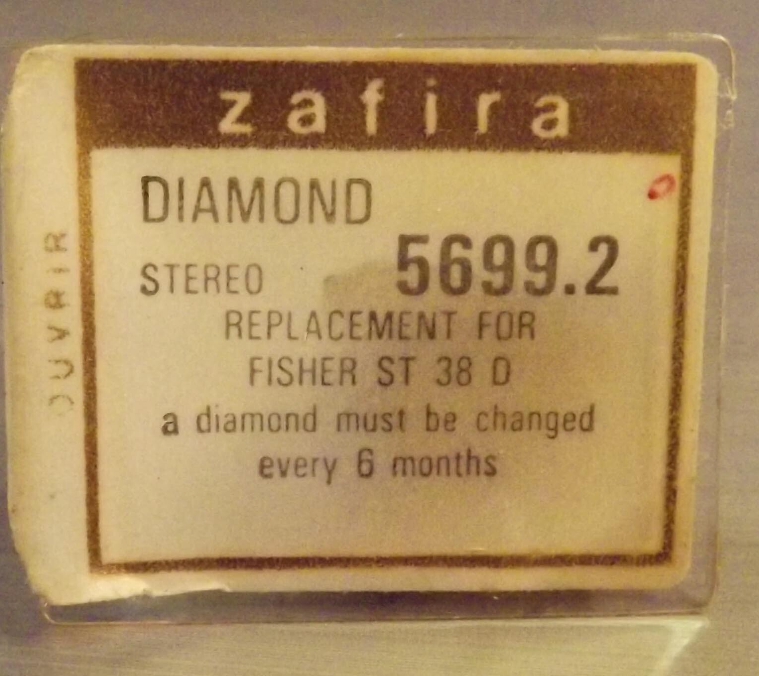 Sanyo Fisher ST38 replacement diamond styli Distributed by Zafira #5699.2 – New
