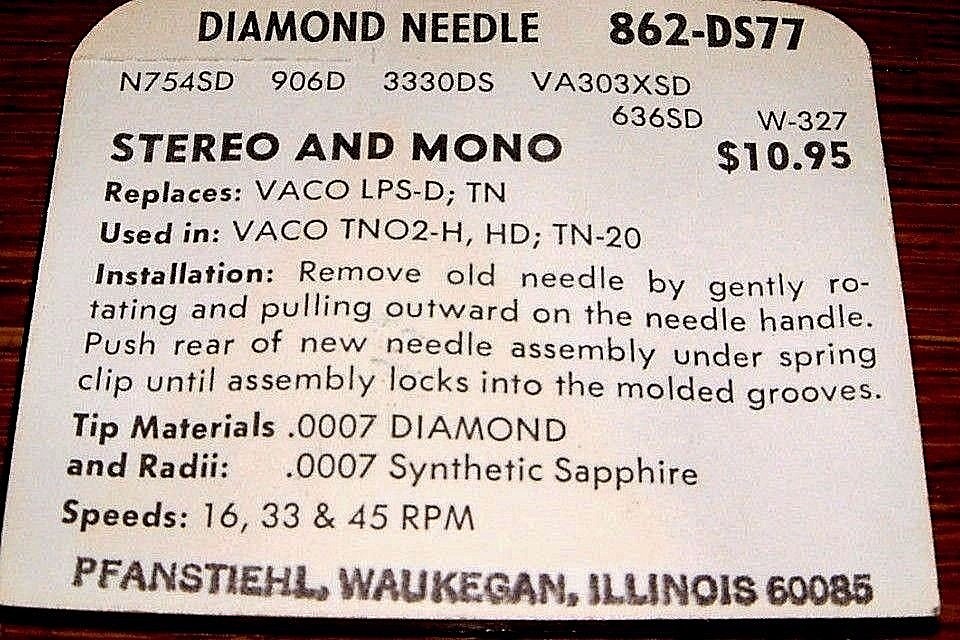 STEREO PHONO NEEDLE 862-DS77 for Varco Vaco LPS-D LPS-TN TN20 TNO2-H EV3330DS
