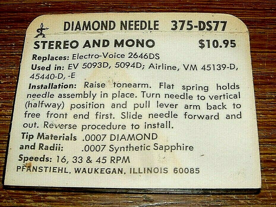 Stereo Record NEEDLE 375-DS77 for EV2646DS KMD CKD CLS in 5094 5044 5093 N407sd