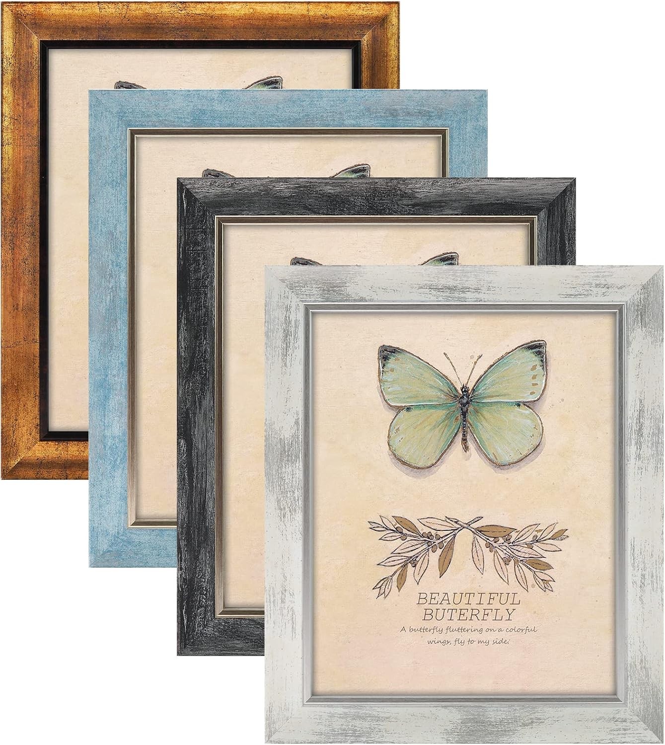 XUANLUO 8×10 Picture Frames Set of 4 Rustic Retro 8 x 10 inch, Mix Color-4pcs