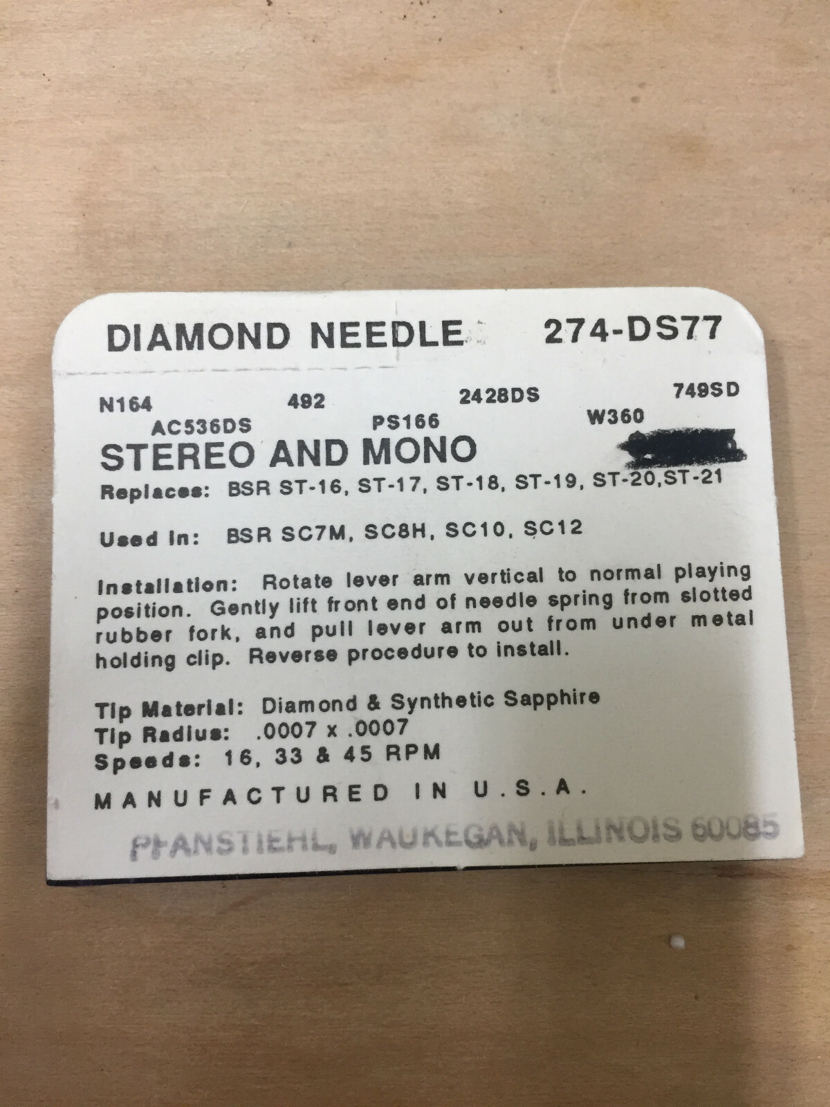 EV NOS replacement needle stylus 274 DS77 BSR ST 16 17 18 19 20 21