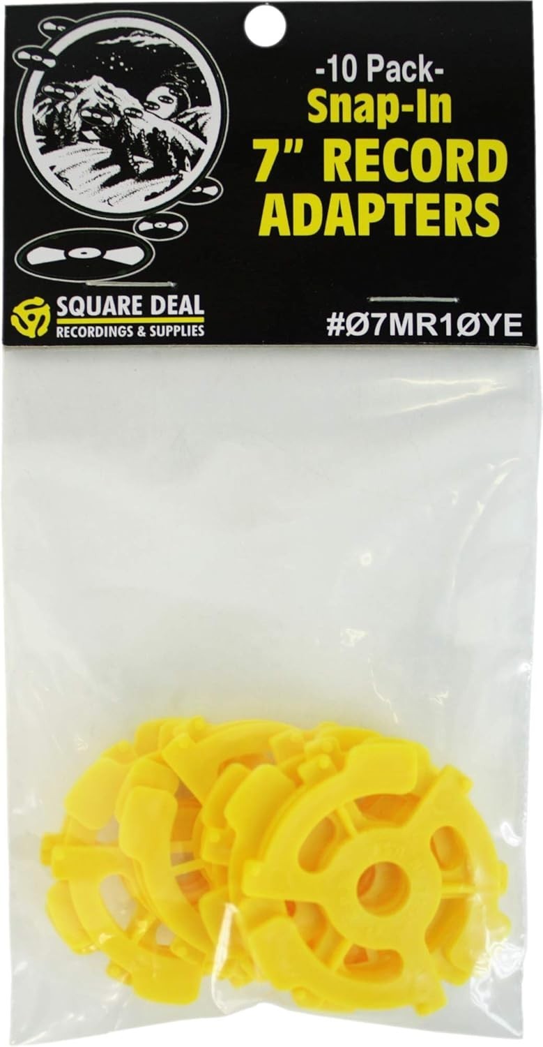 Versatile 10 Yellow Vinyl Record Adapters – Fit 7″ 45 RPM Records Easily