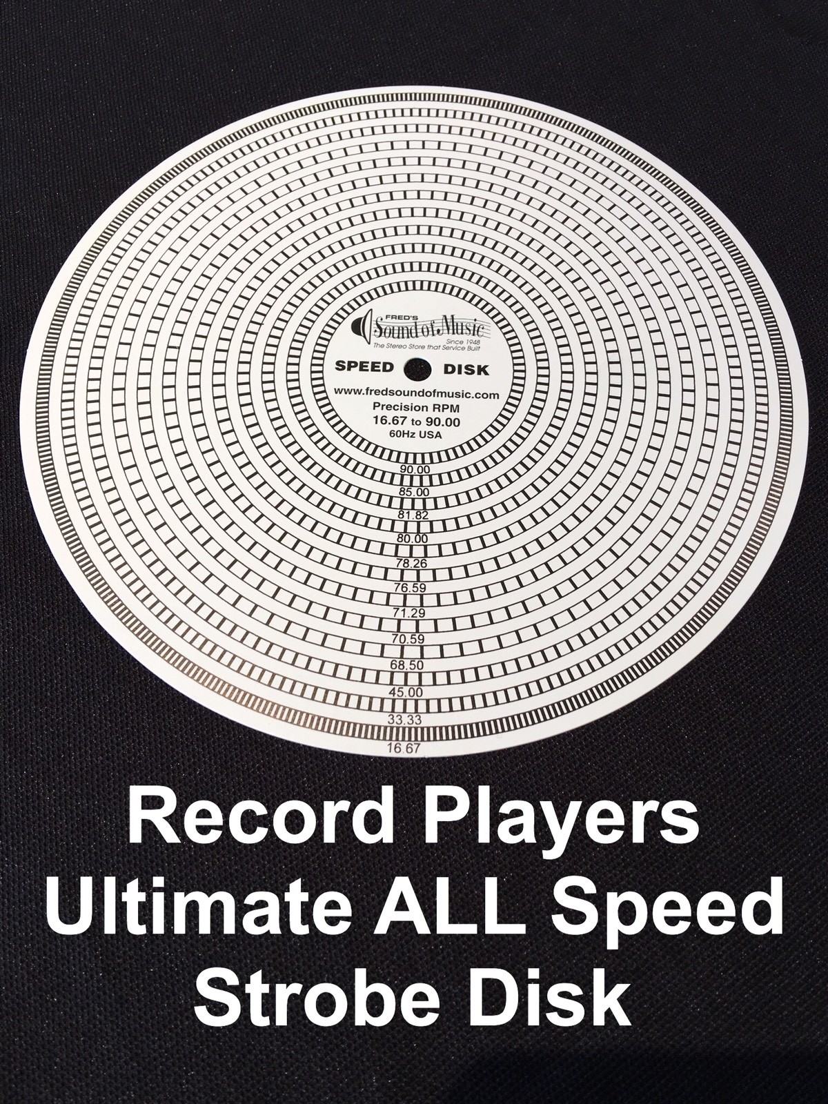 Strobe ALL Speed Disk For Record Players, Best Turntable RPM Disc 60Hz sku6398