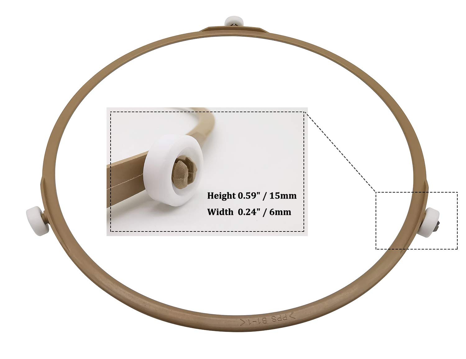 8.7″ Microwave Turntable Roller Ring ring – 15mm wheels, Brown
