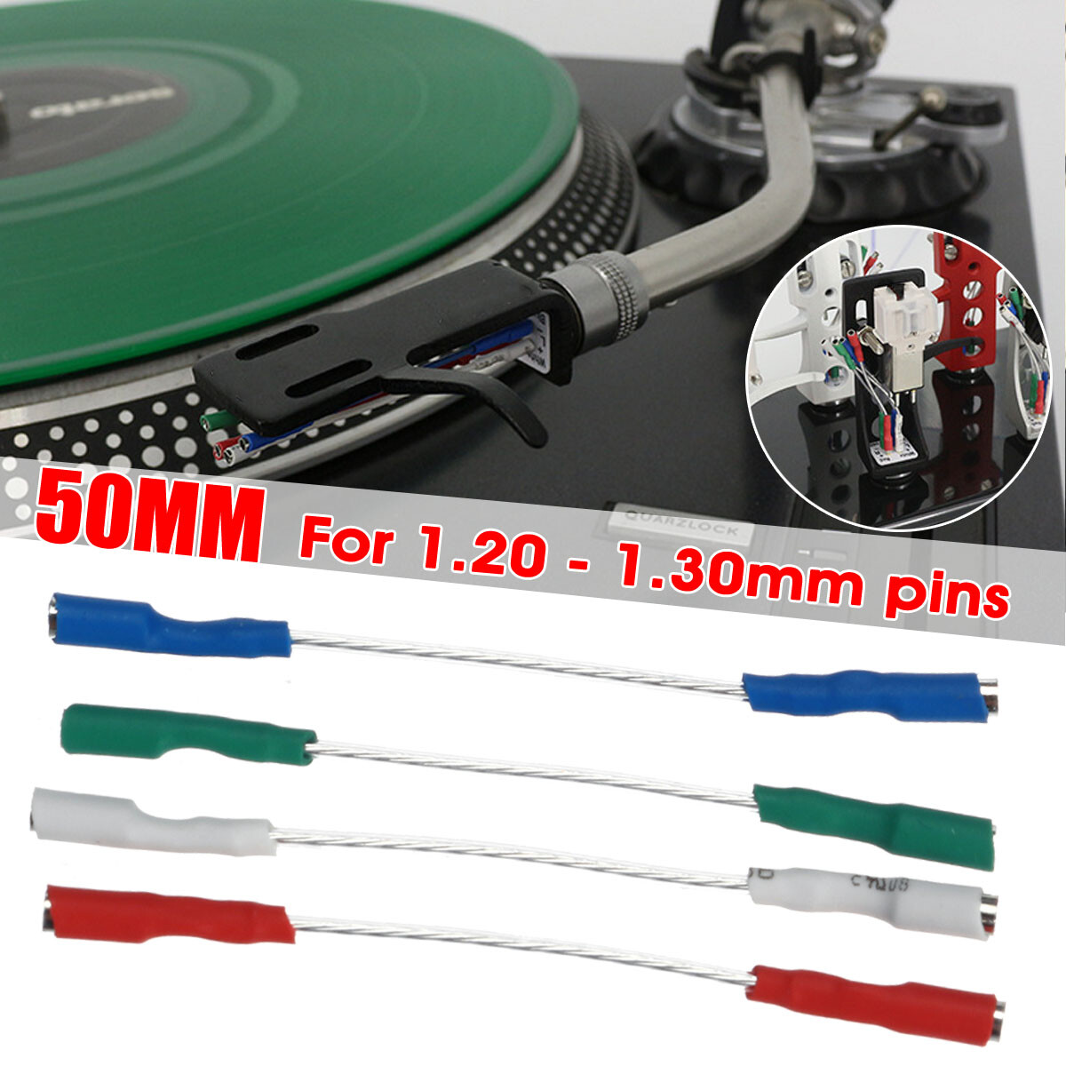 4X 7N Silver Turntable Phono Cartridge Headshell Wire Leads Cables 1.2-1.3mm Pin
