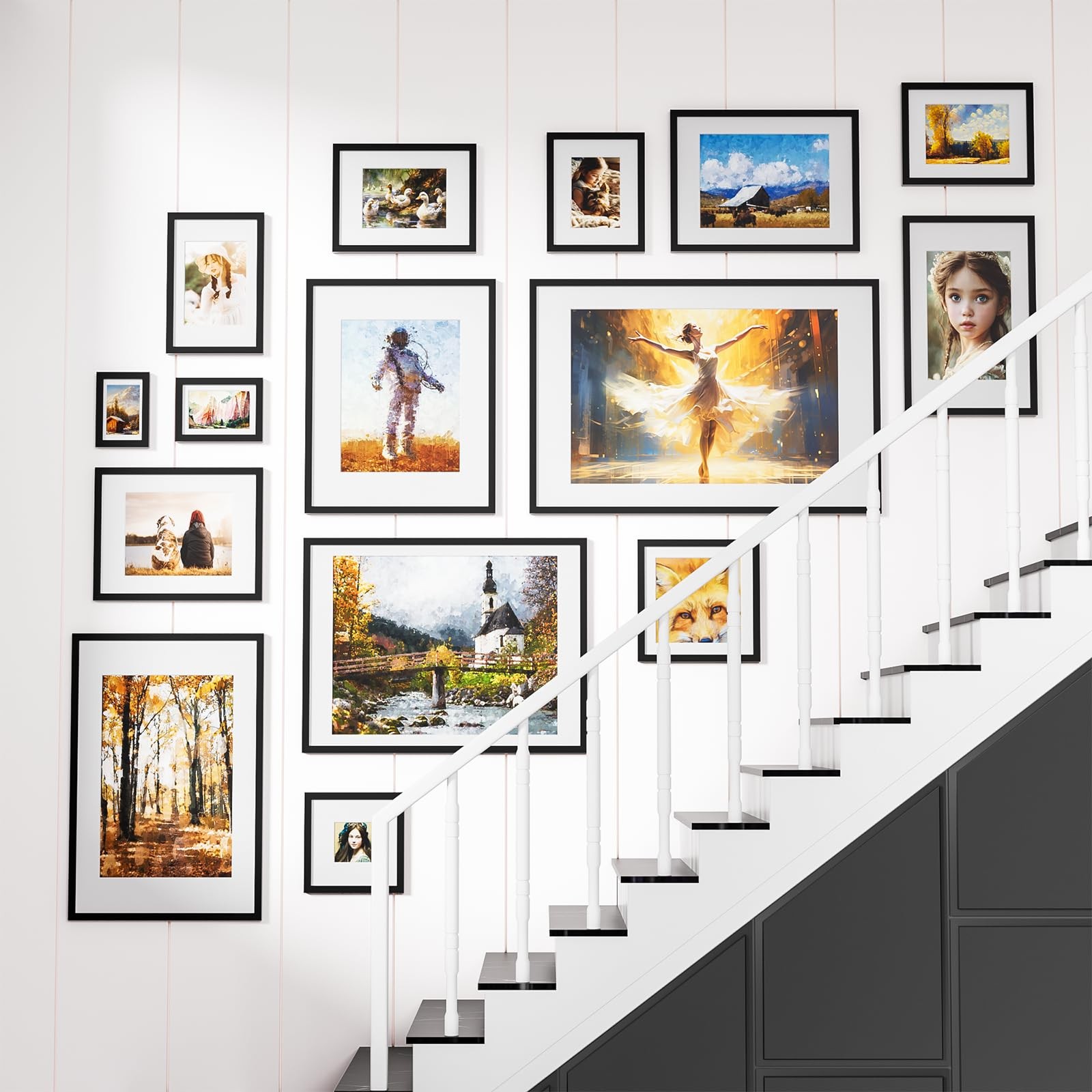Heimlove 8×10 Picture Frames Set of PVC frame|8×10 mat to 5×7, 3 Pack(Black)