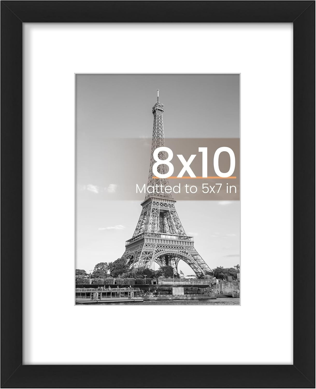 upsimples 8×10 Picture Frame, Display Pictures 5×7 with Mat or 8×10, Black