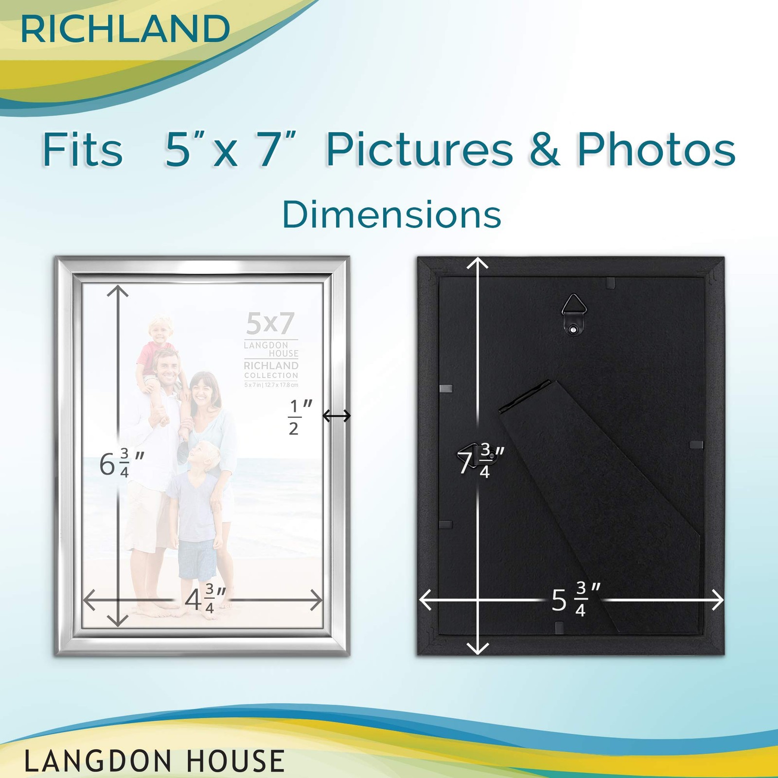 Langdon House 5×7 Silver Picture Frame – Distinguished w/o Mat,