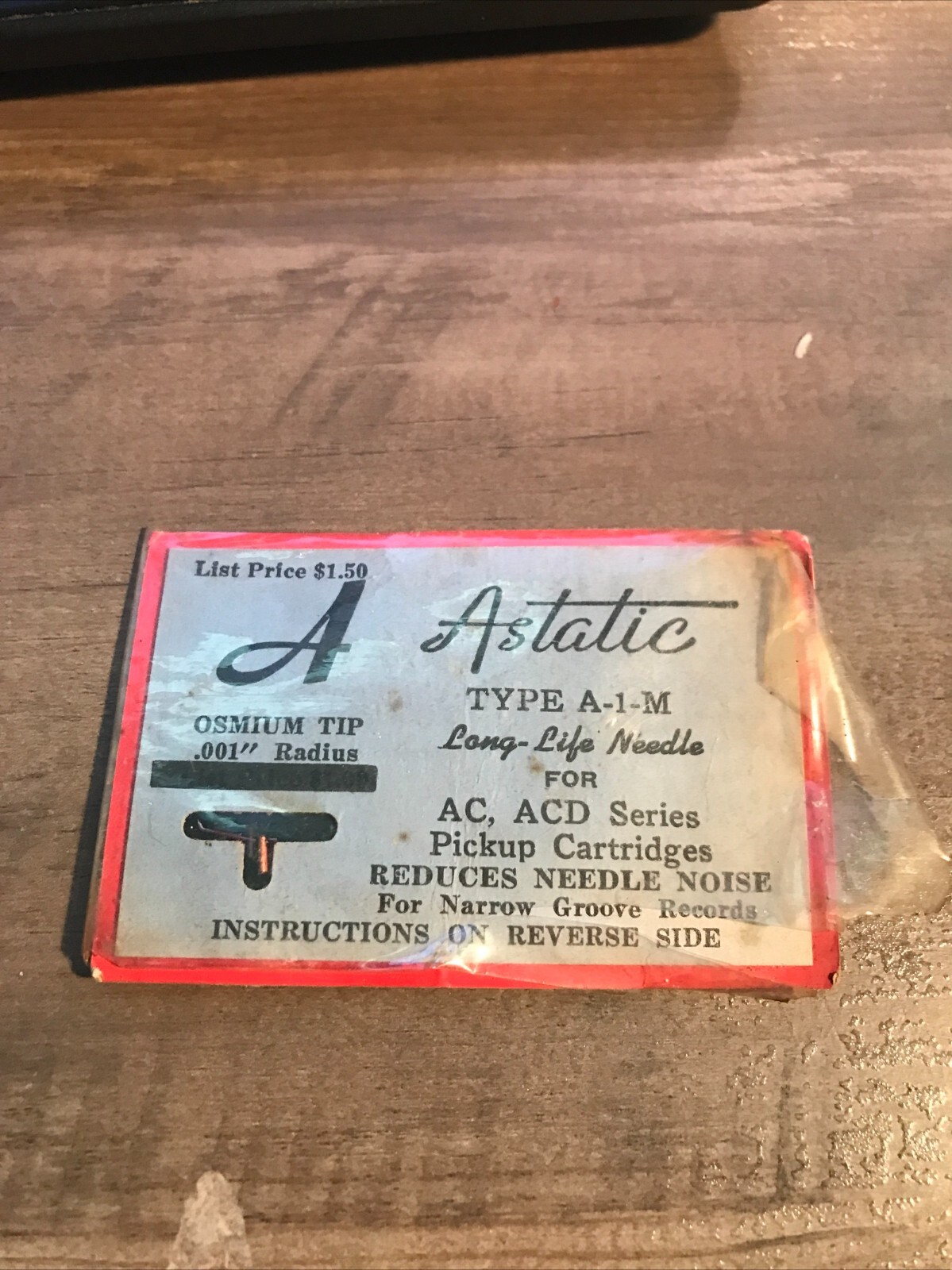 NOS Astatic A-1-M Osmium Tip AC, ACD Series phonograph needle stylus vintage