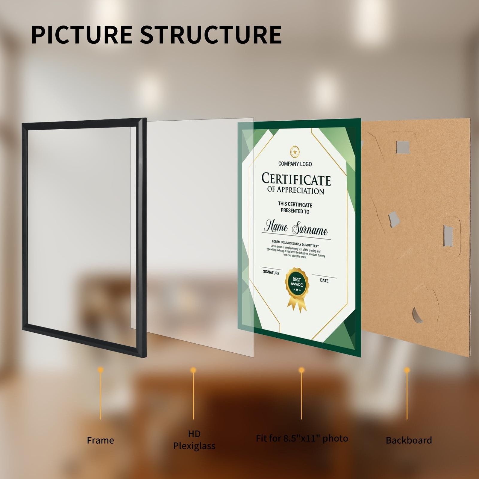 MEBRUDY 8.5 x 11 Picture Frame Set of 6, by 11 8.5×11, Black