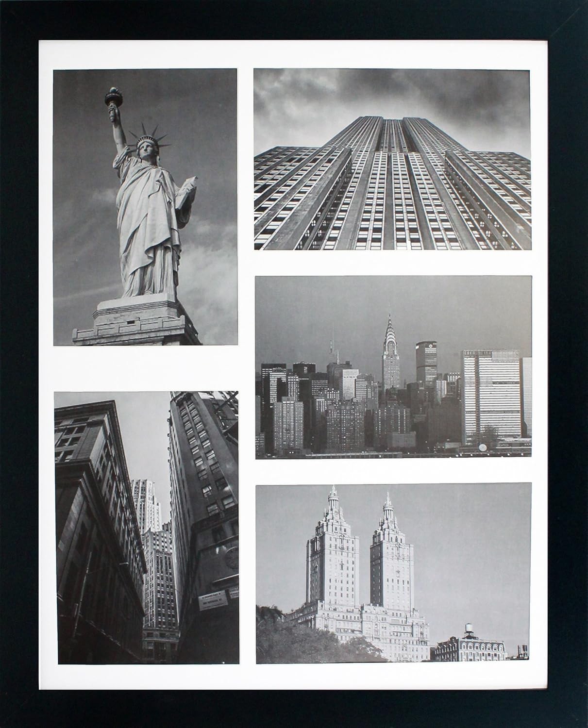 11×14 Collage Picture Frame – Mat Displays Five 4×6 Inch Inches, Black