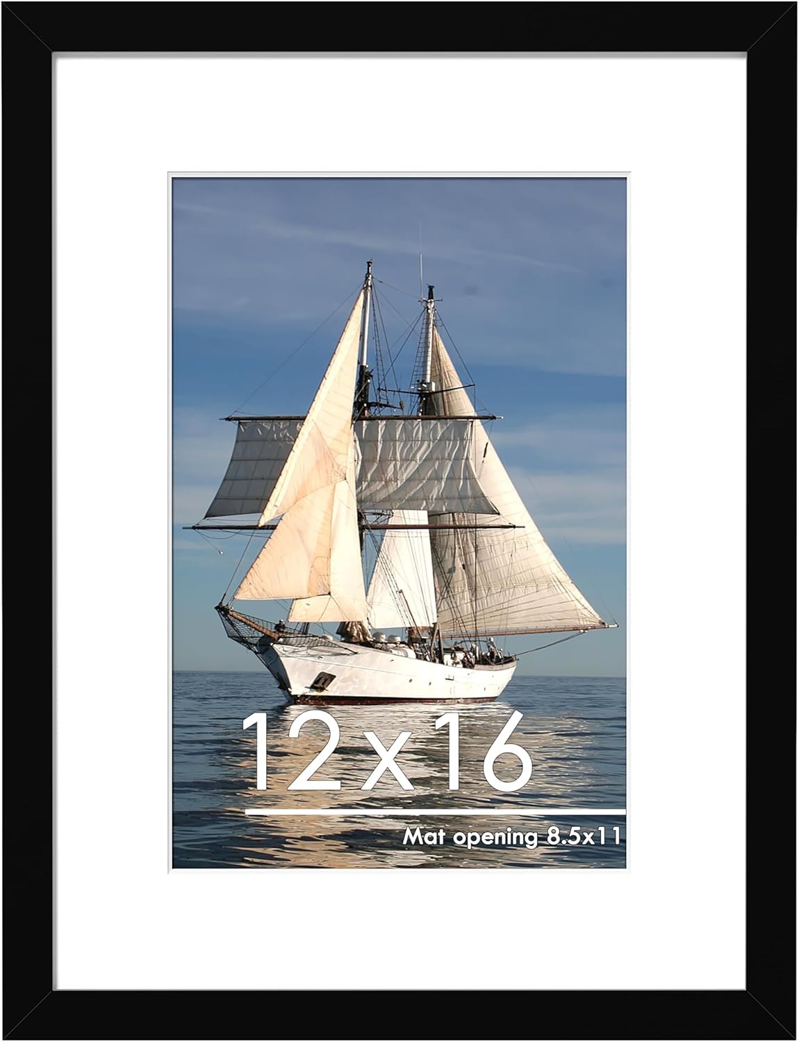 PEALSN 12×16 Picture Frame, Display Pictures 8.5×11 with Mat or 12×16, Black